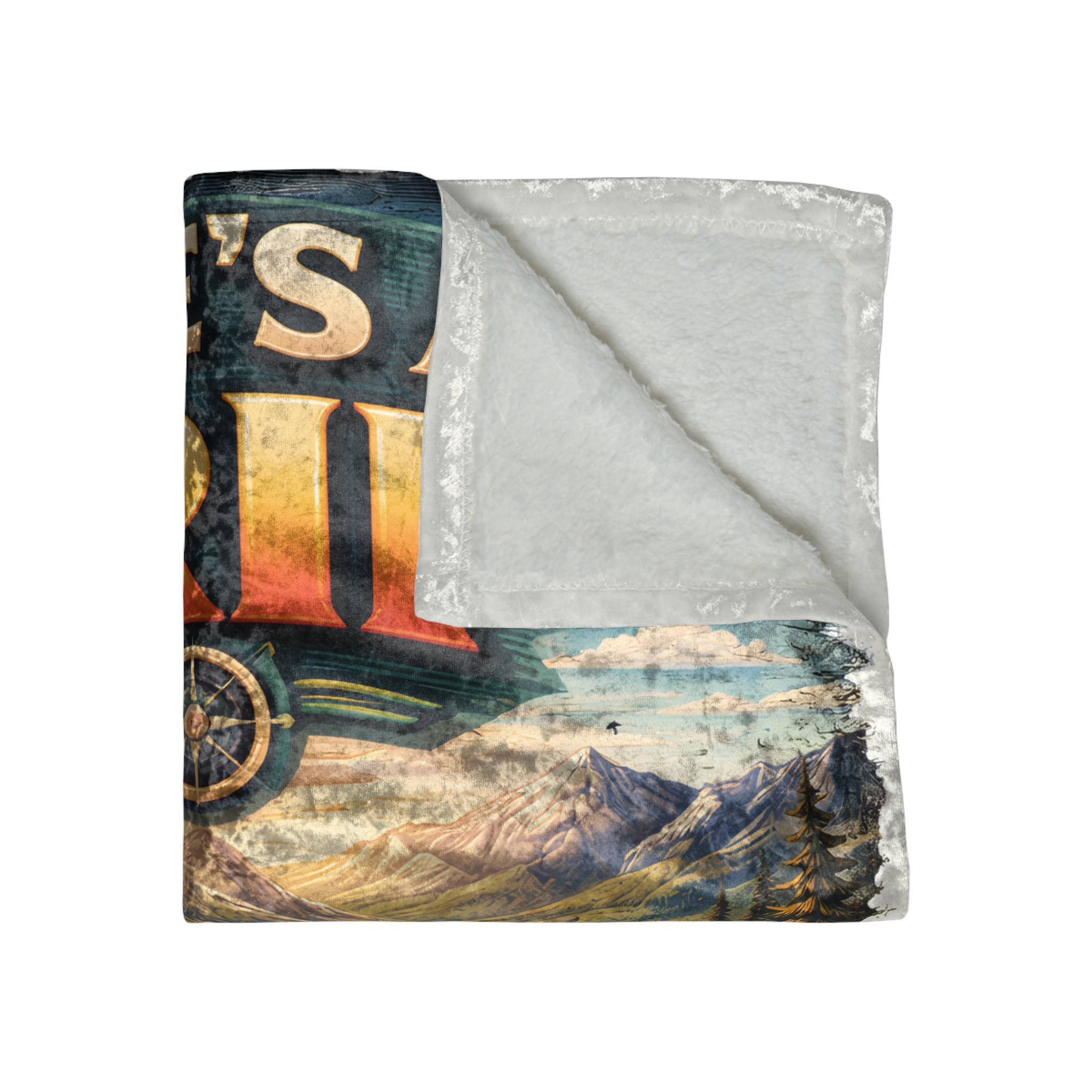 Crushed Velvet Blanket —"Life s A Trip" Design Scenic-Line (Campervan)