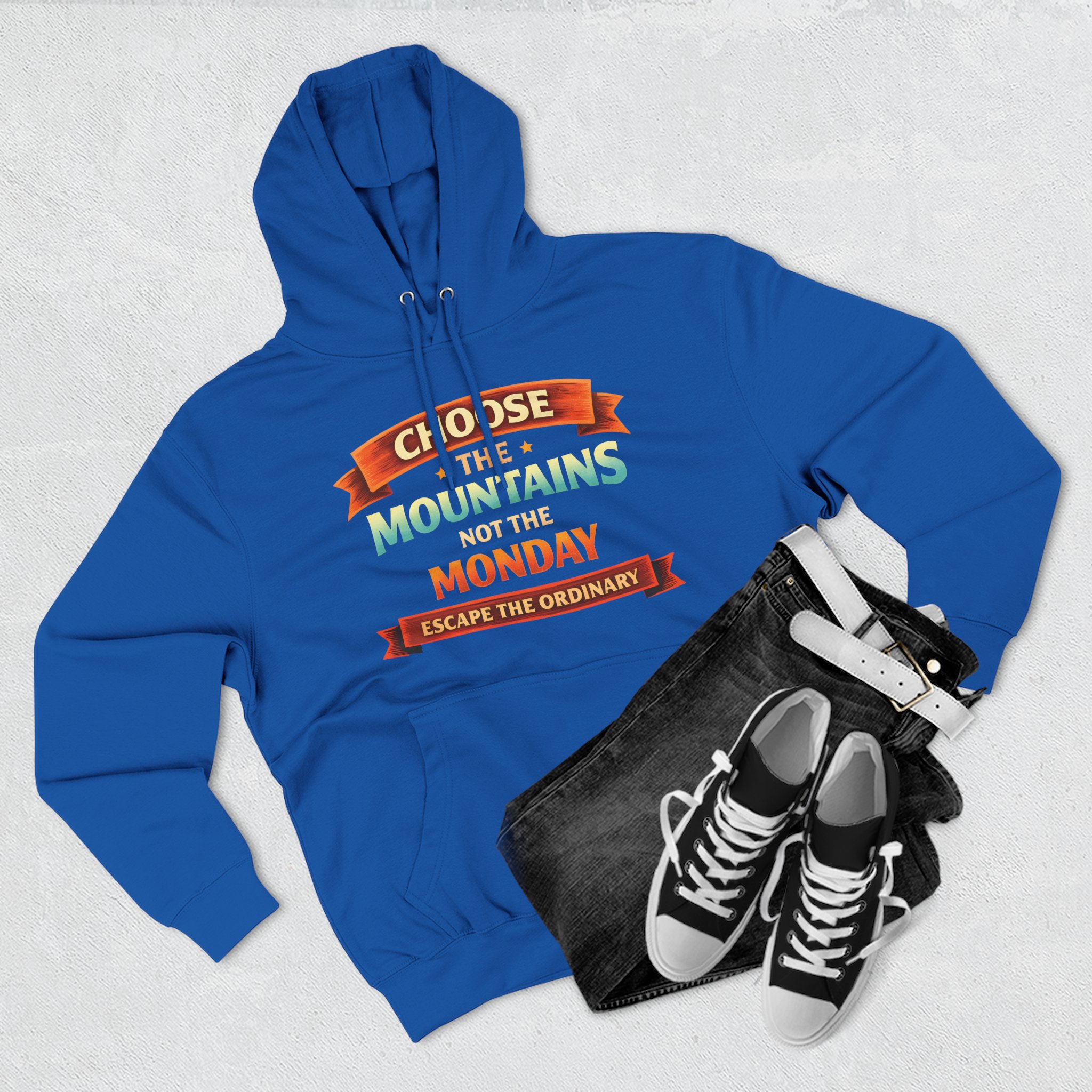 Three-Panel Fleece Hoodie - "Choose The Mountens" Design Scenic-Line