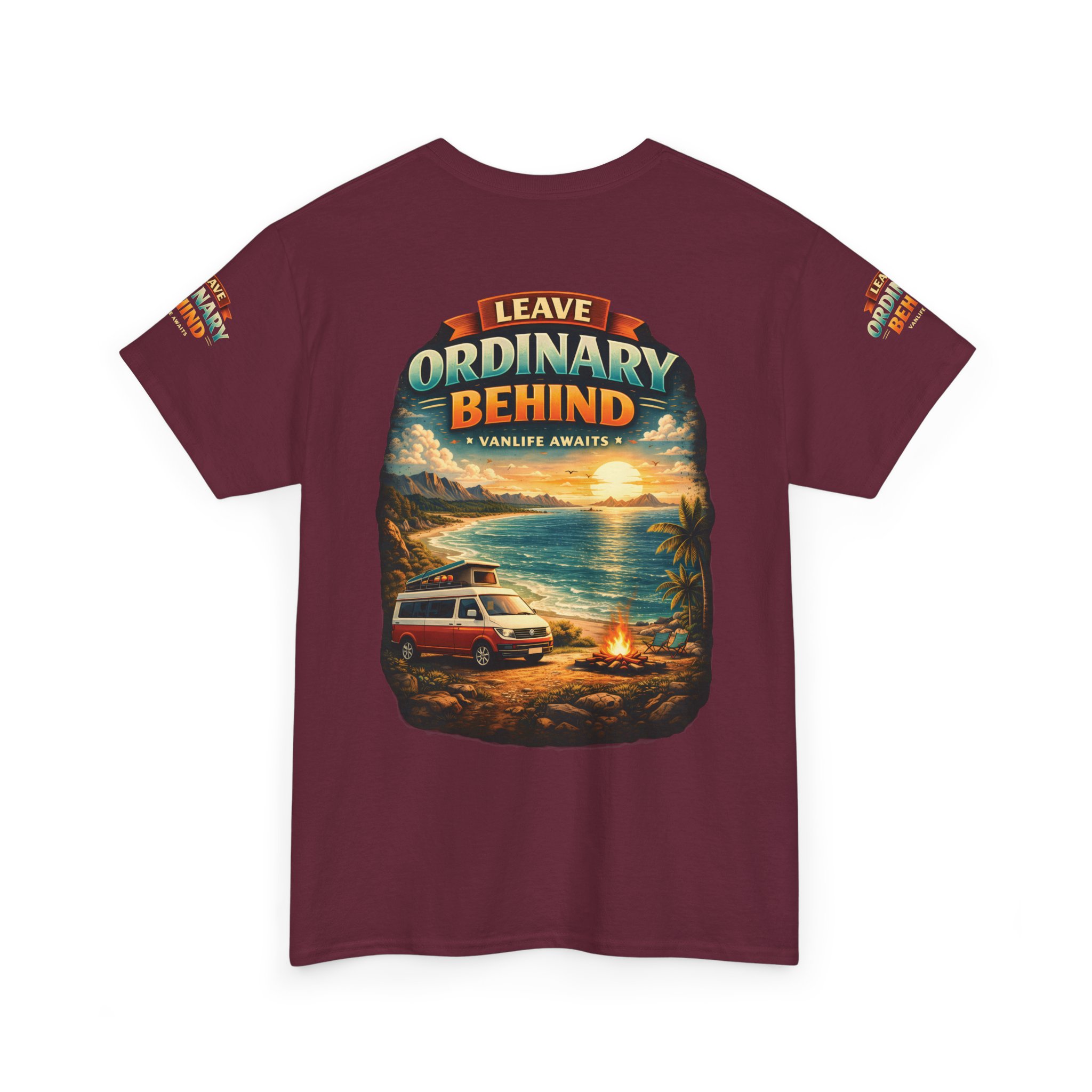 Unisex Heavy Cotton Tee — "Leave Ordinary Behind" Design Scenic-Line