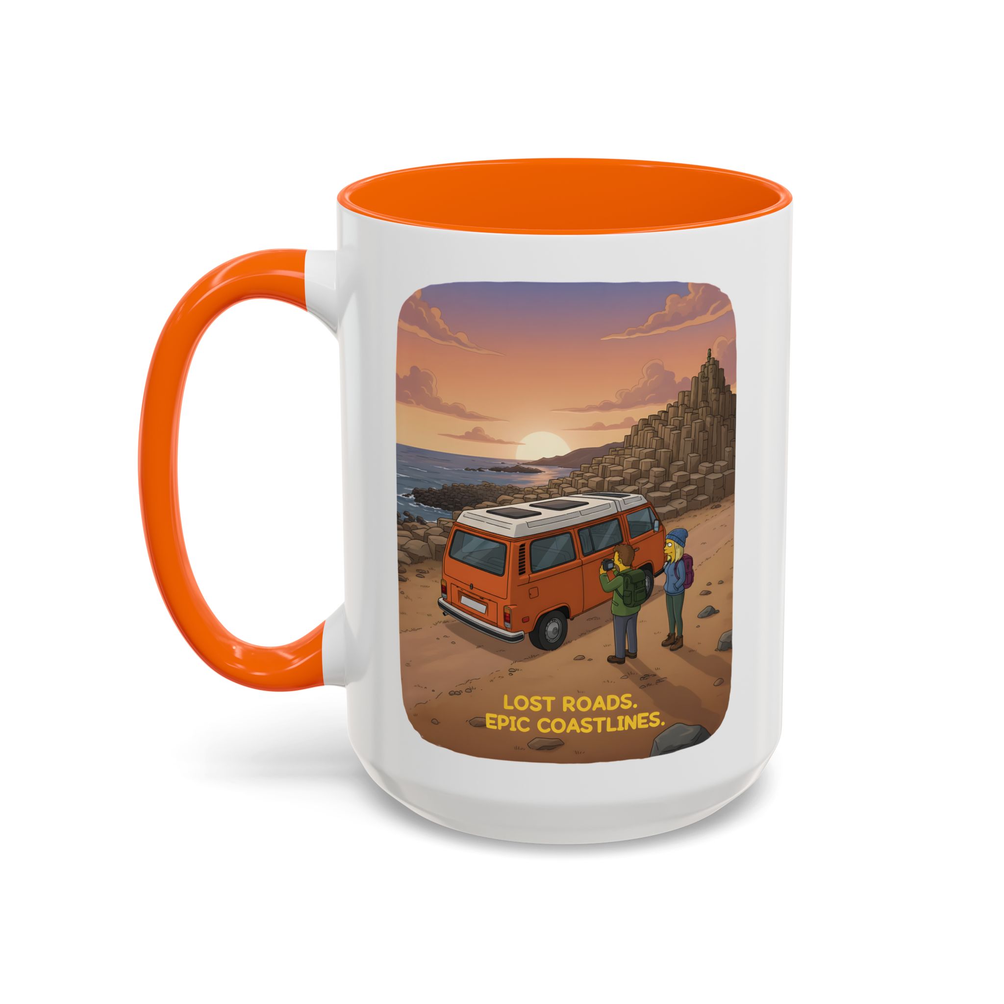 Accent Coffee Mug (11, 15oz) — "Lost Roads Epic Coastlines" Design Sitcom-Line