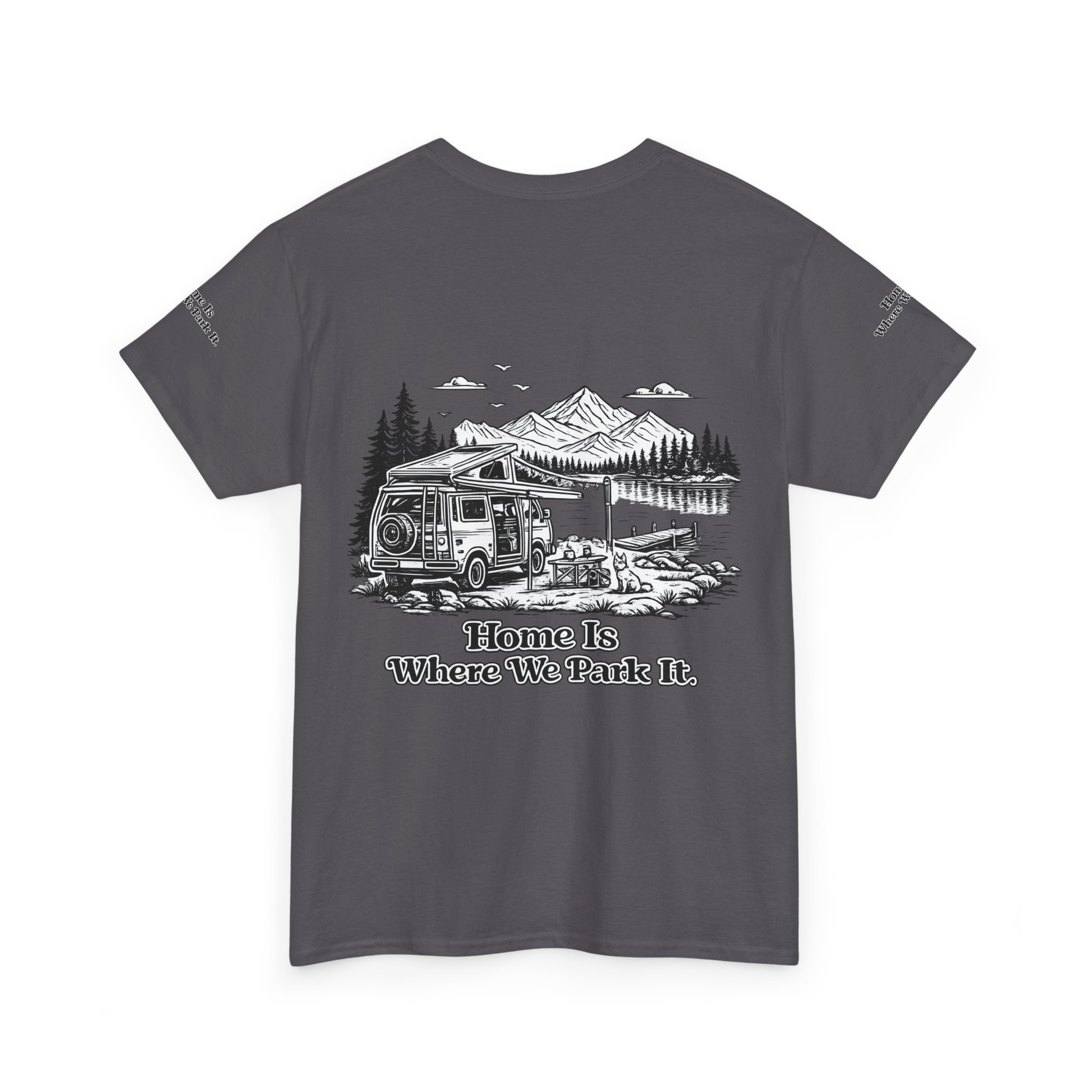 Unisex Heavy Cotton Tee — "Home Is Where You Park It" Design Minimal-Line