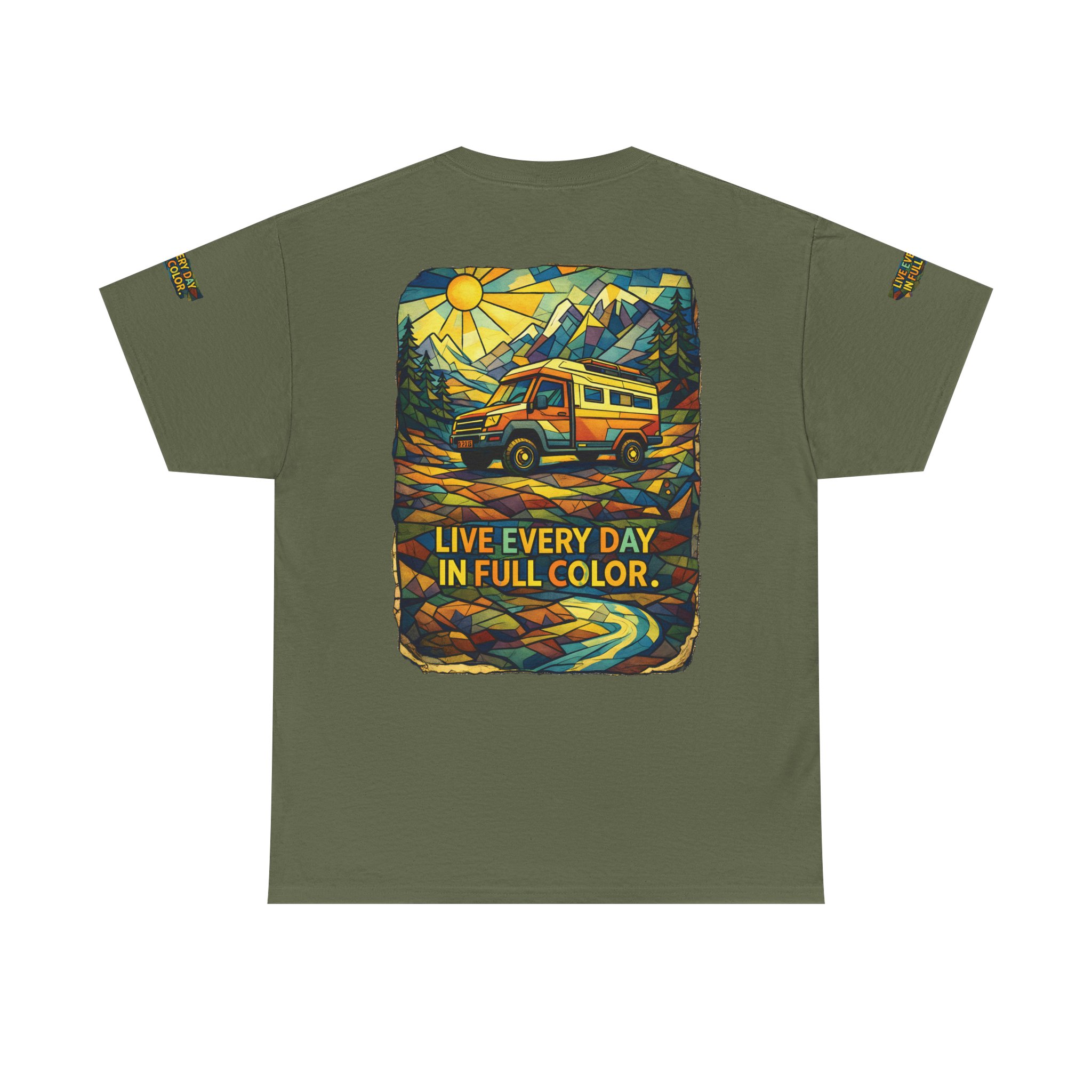 5389350821752243258_2048.jpeg Unisex Heavy Cotton Tee — "Live Life Every Day In Full Color" Design Cubic-Line