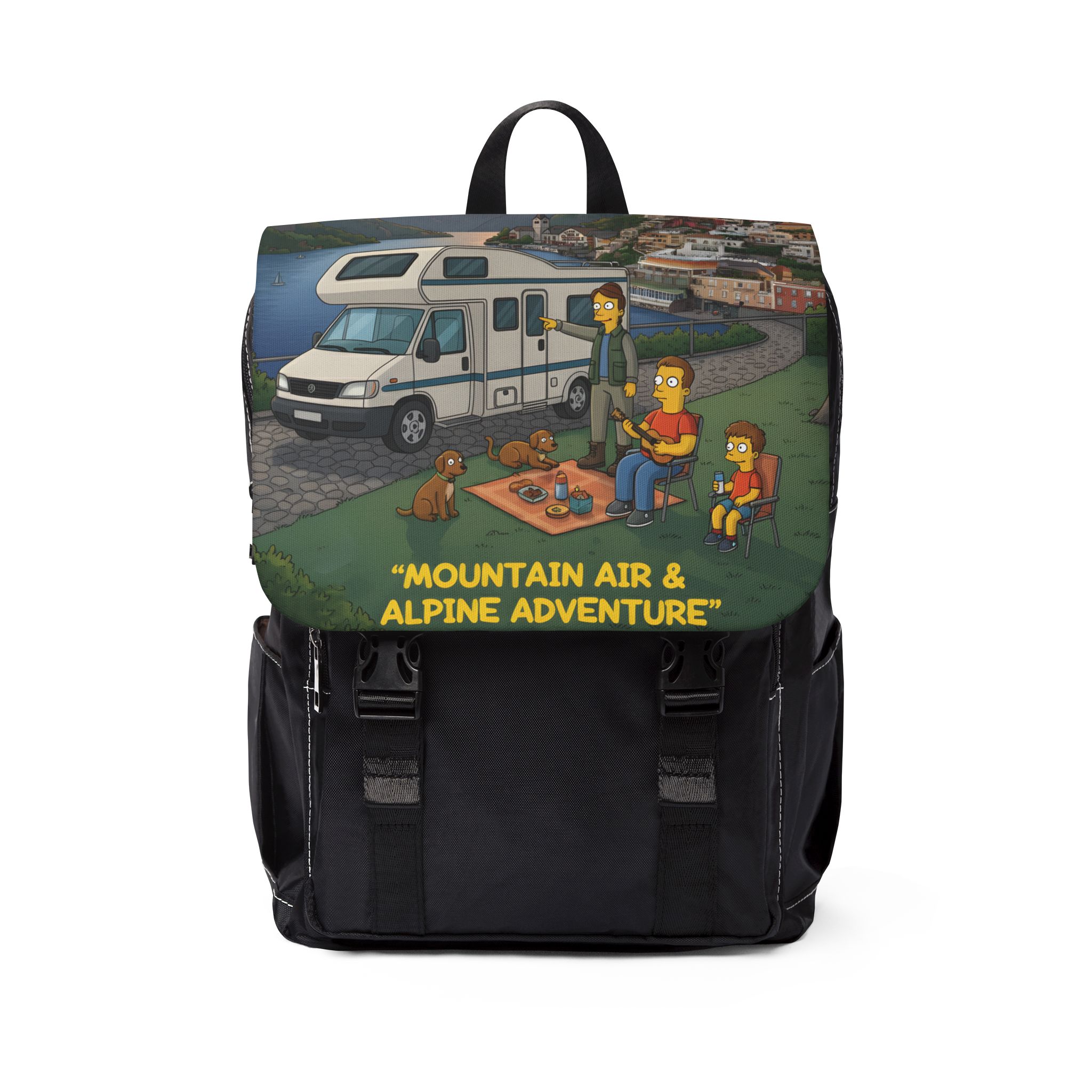 Unisex Casual Shoulder Backpack — "Mountain Air-Alpine Adventure" Design Sitcom-Line