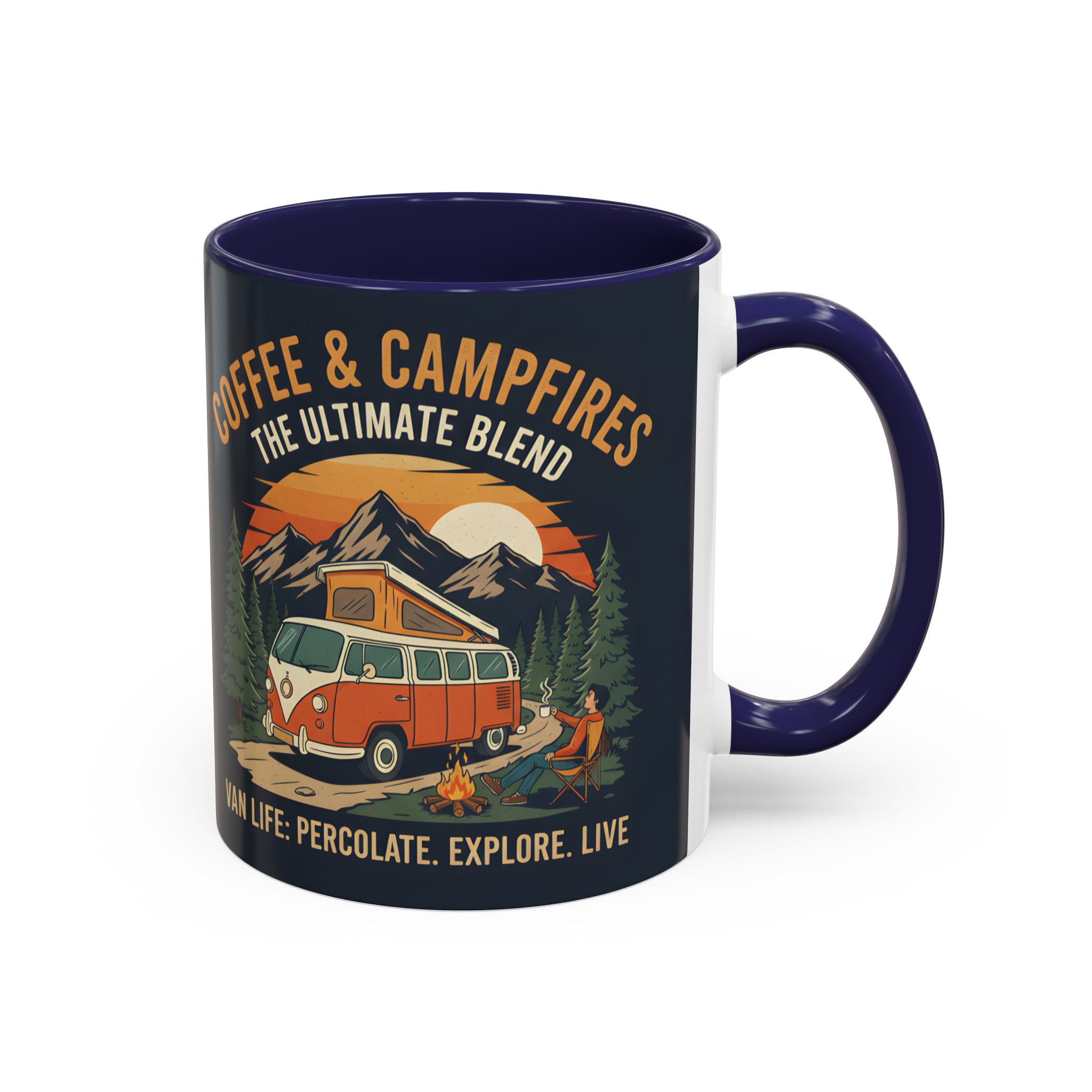 Accent Coffee Mug (11, 15oz) — "Coffee and campfires"
