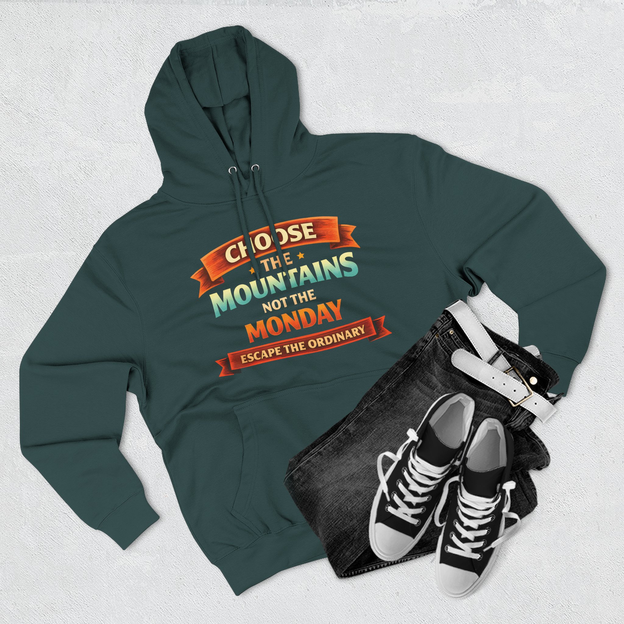 Three-Panel Fleece Hoodie - "Choose The Mountens" Design Scenic-Line