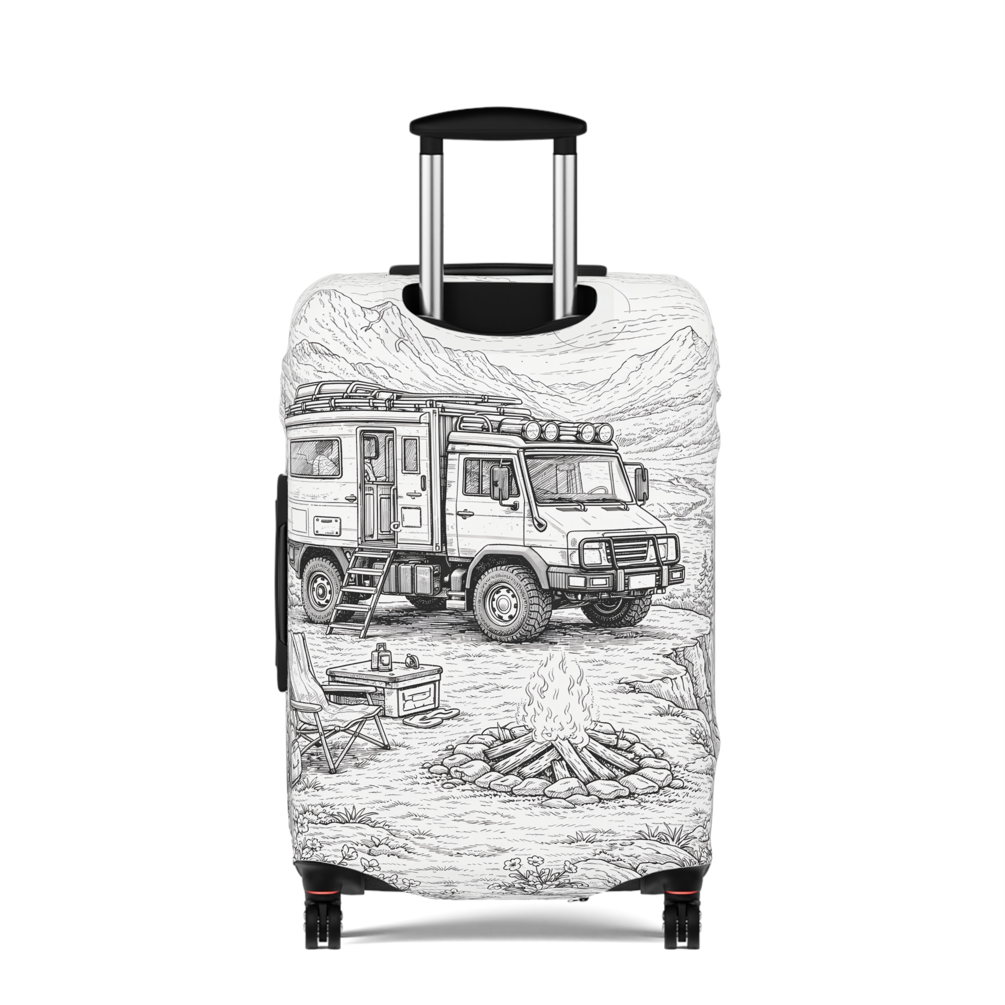 Luggage Cover — Adventure Camper Sketch Travel Suitcase