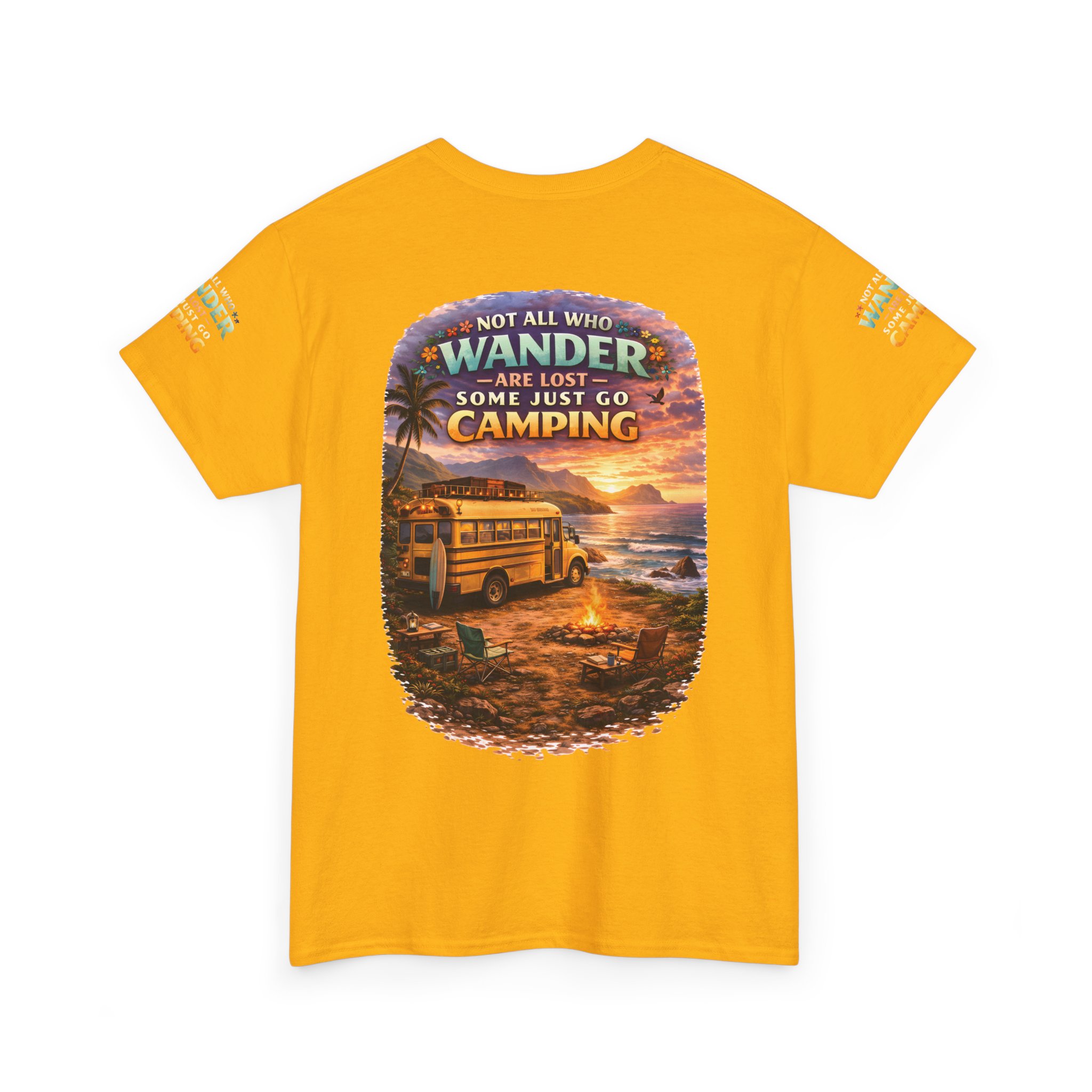 Unisex Heavy Cotton Tee — "Not All Who Wander Are Lost" Design Scenic-Line