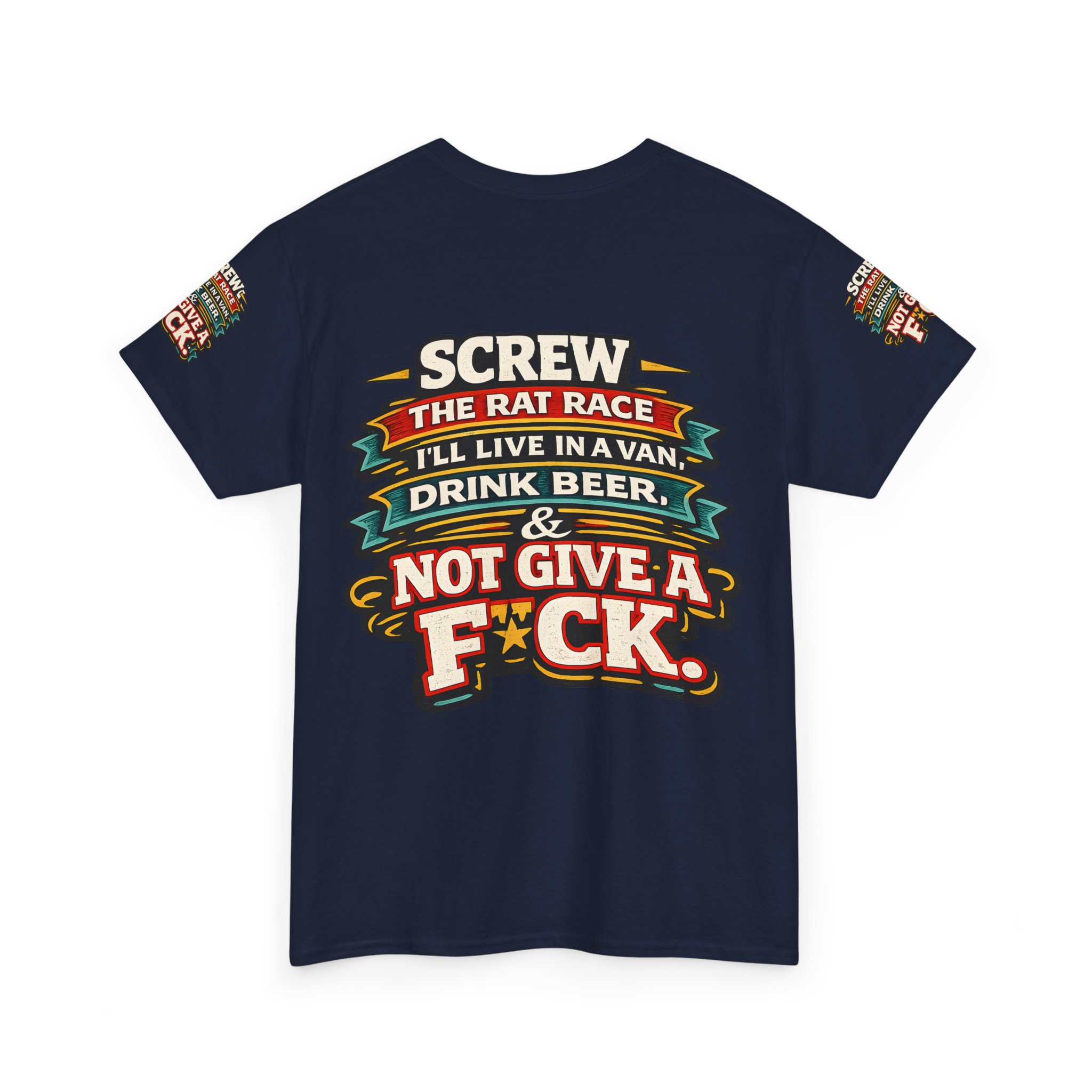 Unisex Heavy Cotton Tee — "Screw The Rat Race" Design F**K-Line