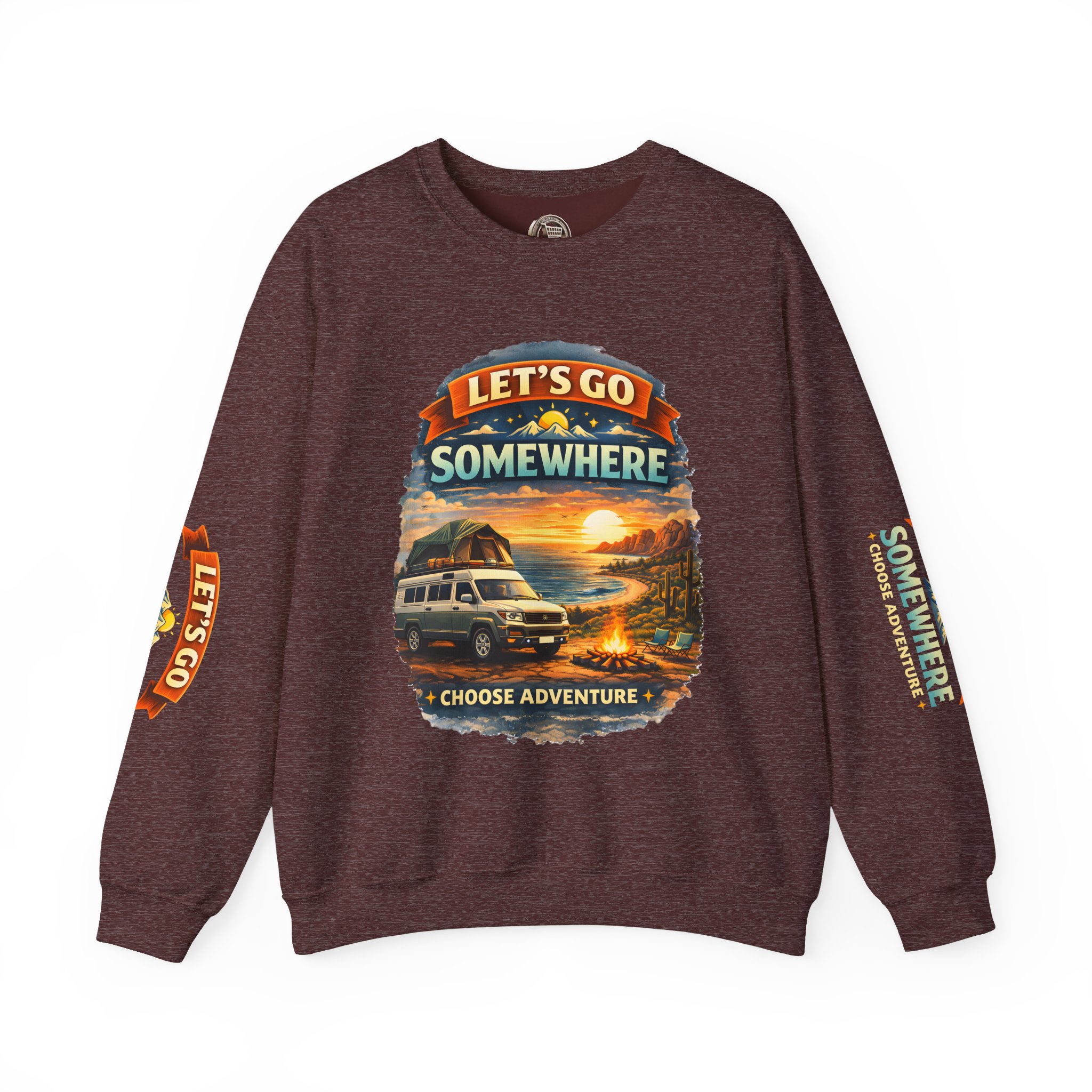 Unisex Heavy Blend™ Crewneck Sweatshirt — "Lets Go Somewhere" Design Scenic-Line