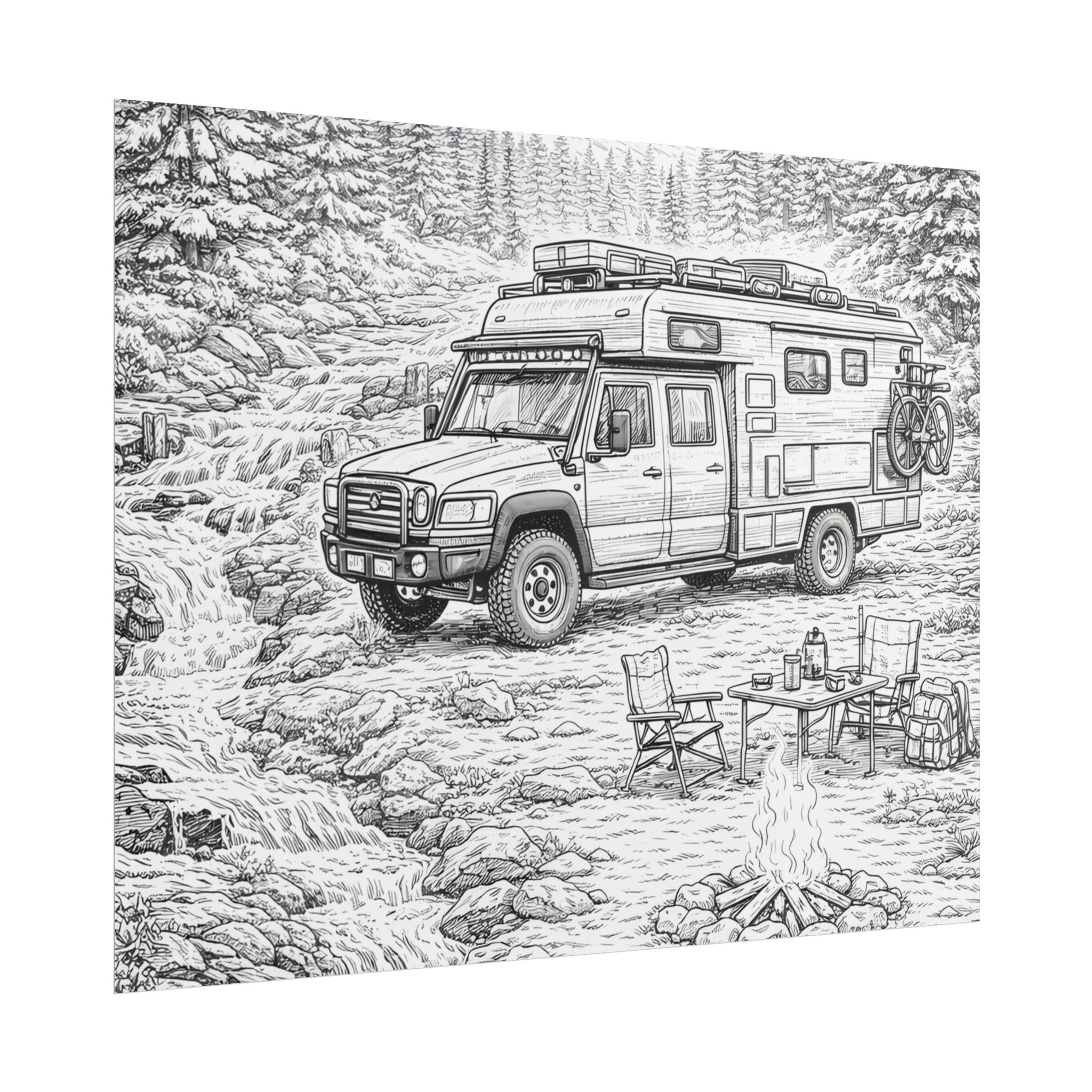 Campervan Poster — Vintage RV Camping Landscape Wall Art