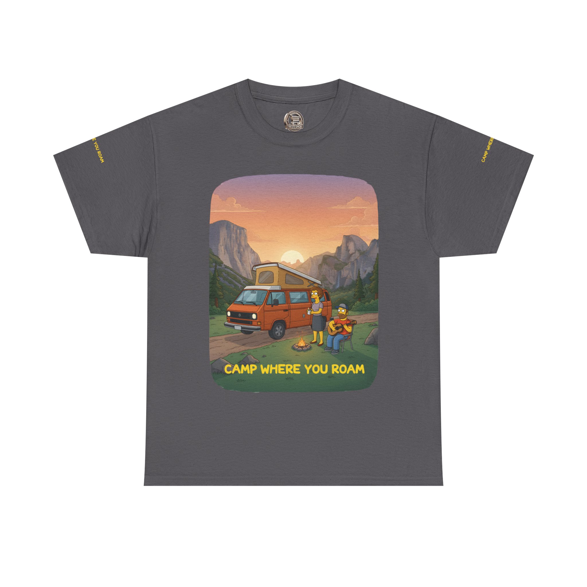 Unisex Heavy Cotton Tee — "Camp Where You Roam" Design Sitcom-Line