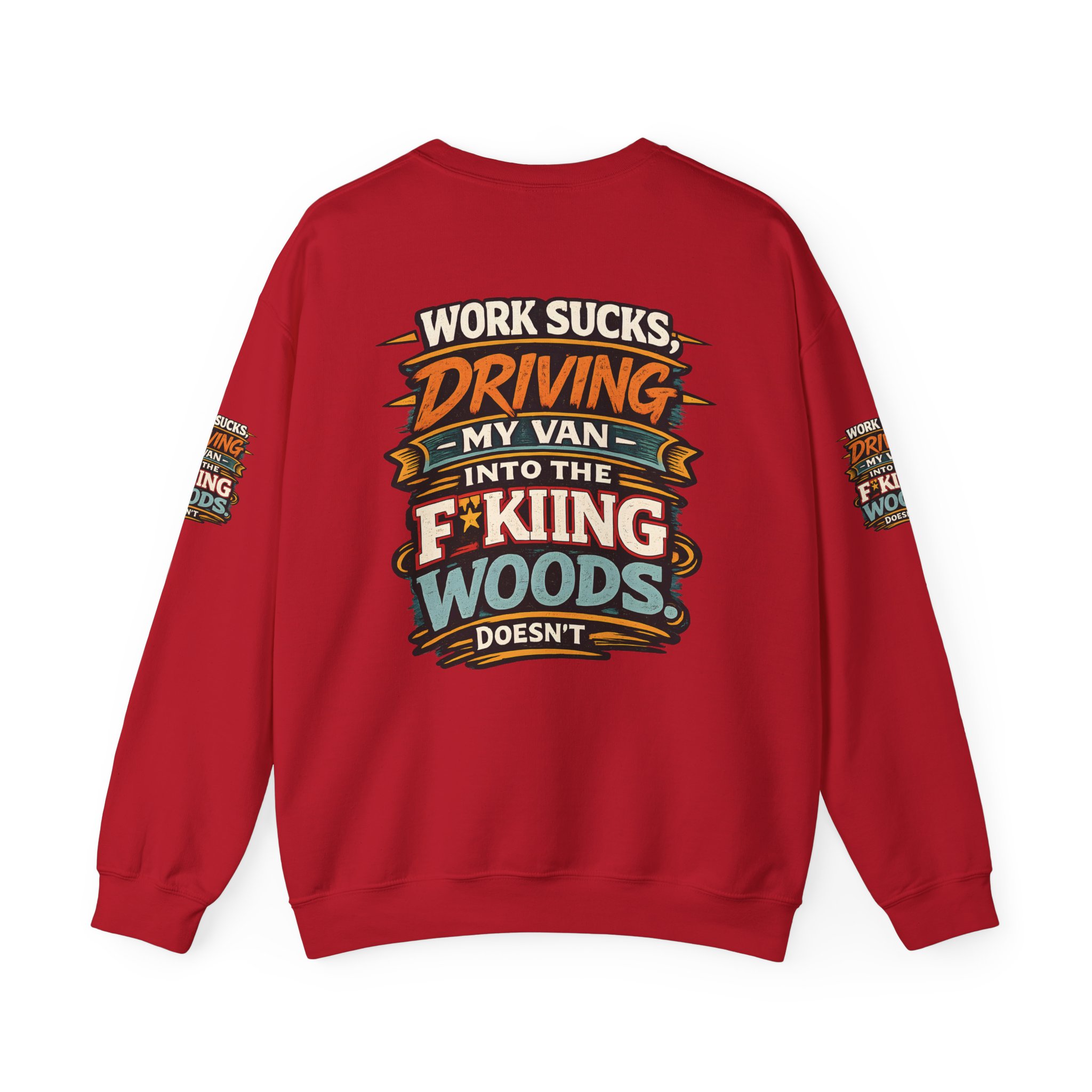 Unisex Heavy Blend™ Crewneck Sweatshirt — "Work Sucks" Design F**K-Line