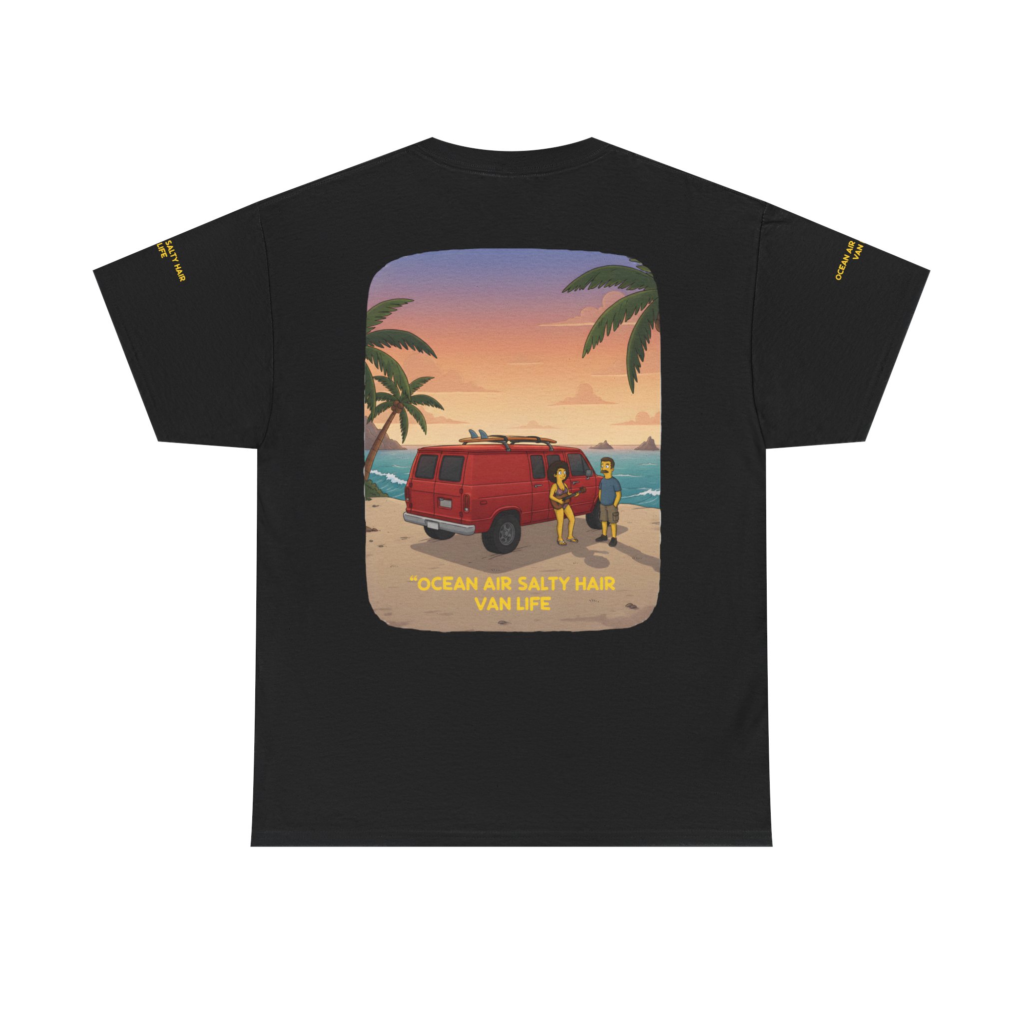 Unisex Heavy Cotton Tee — "Ocean Air Salty Hair Van Life" Design Sitcom-Line