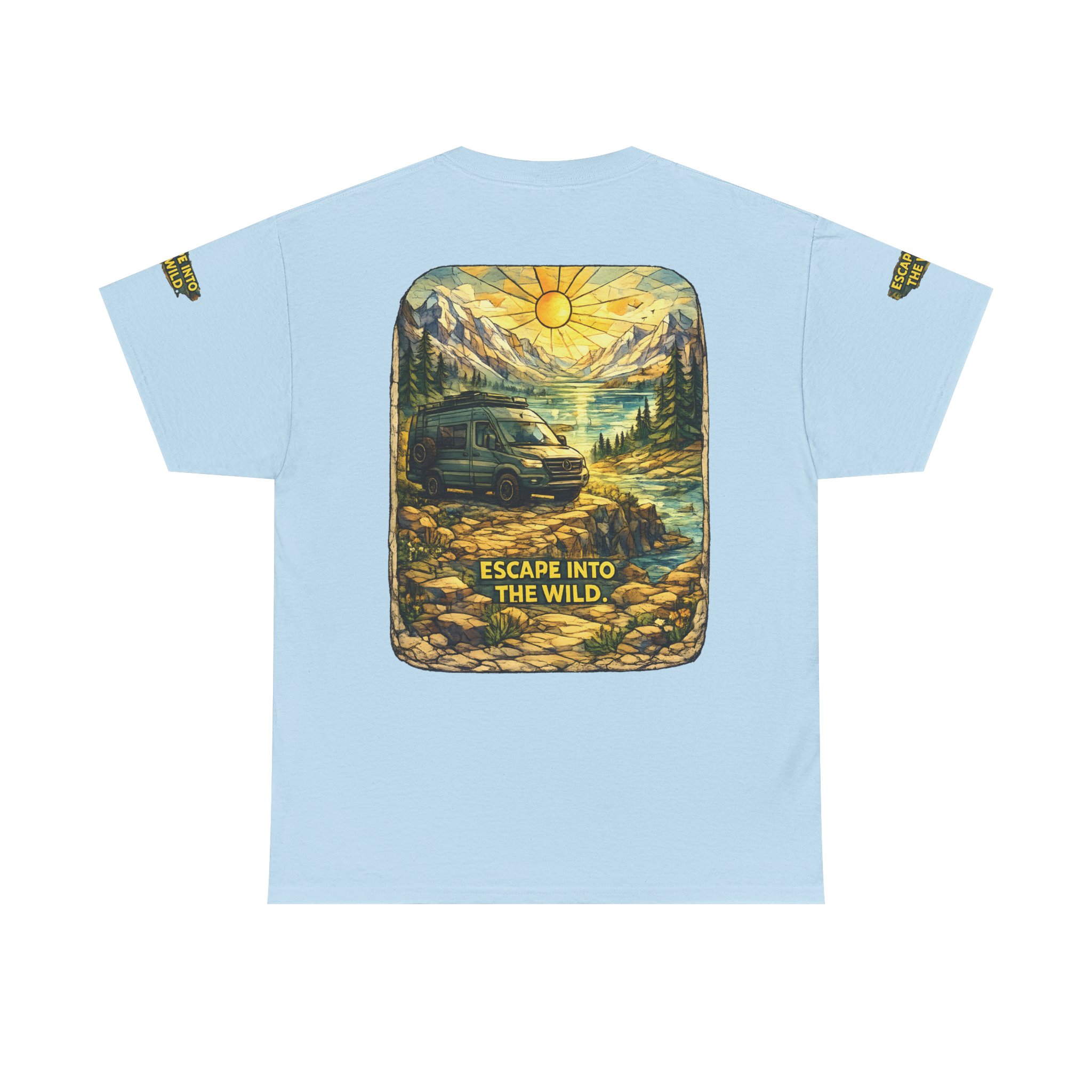 Unisex Heavy Cotton Tee — "Escape Into The Wild" Design Cubic-Line
