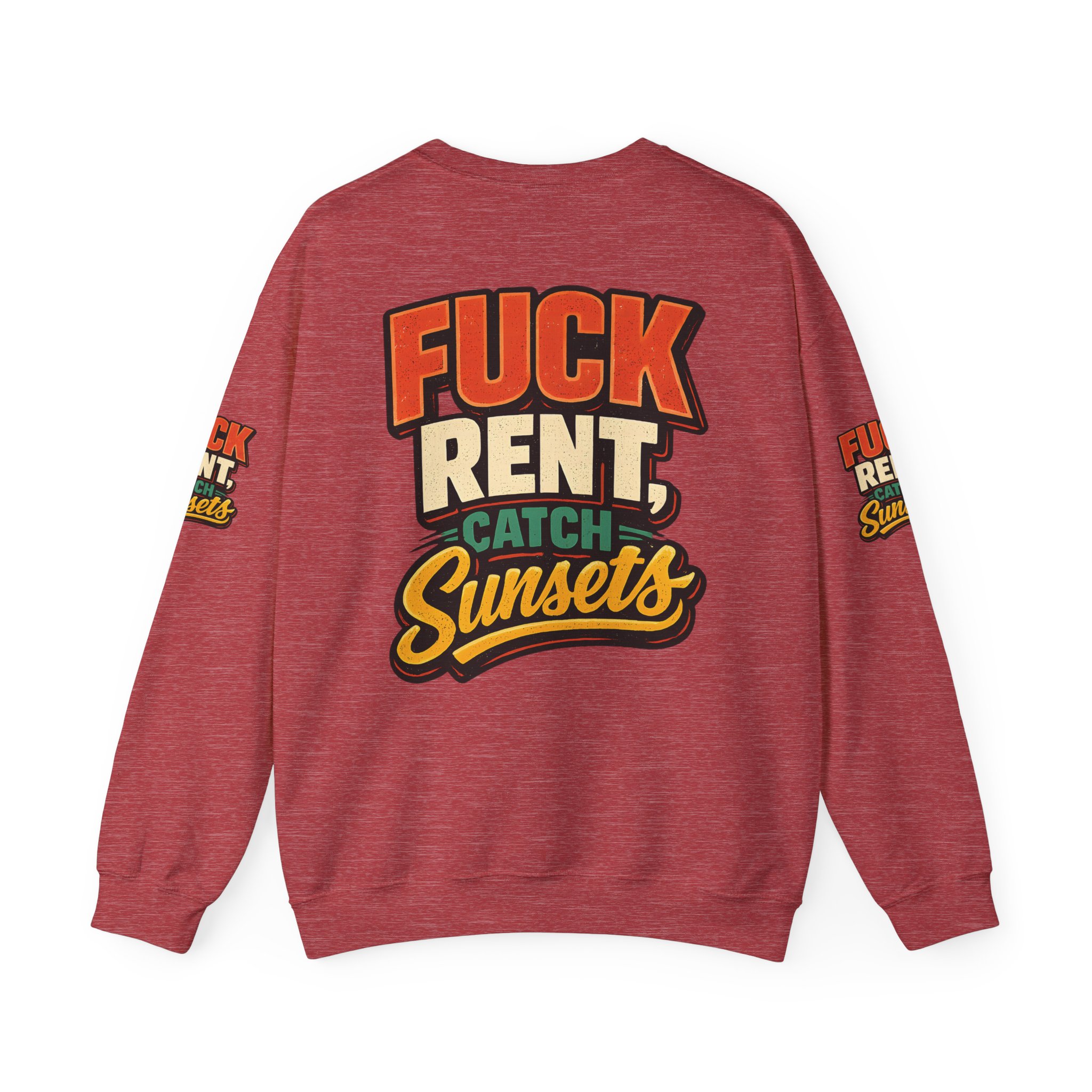 5417999759358342077_2048.jpeg Unisex Heavy Blend™ Crewneck Sweatshirt — "Fuck Rent Catch Sunsets" Design F**K-Line
