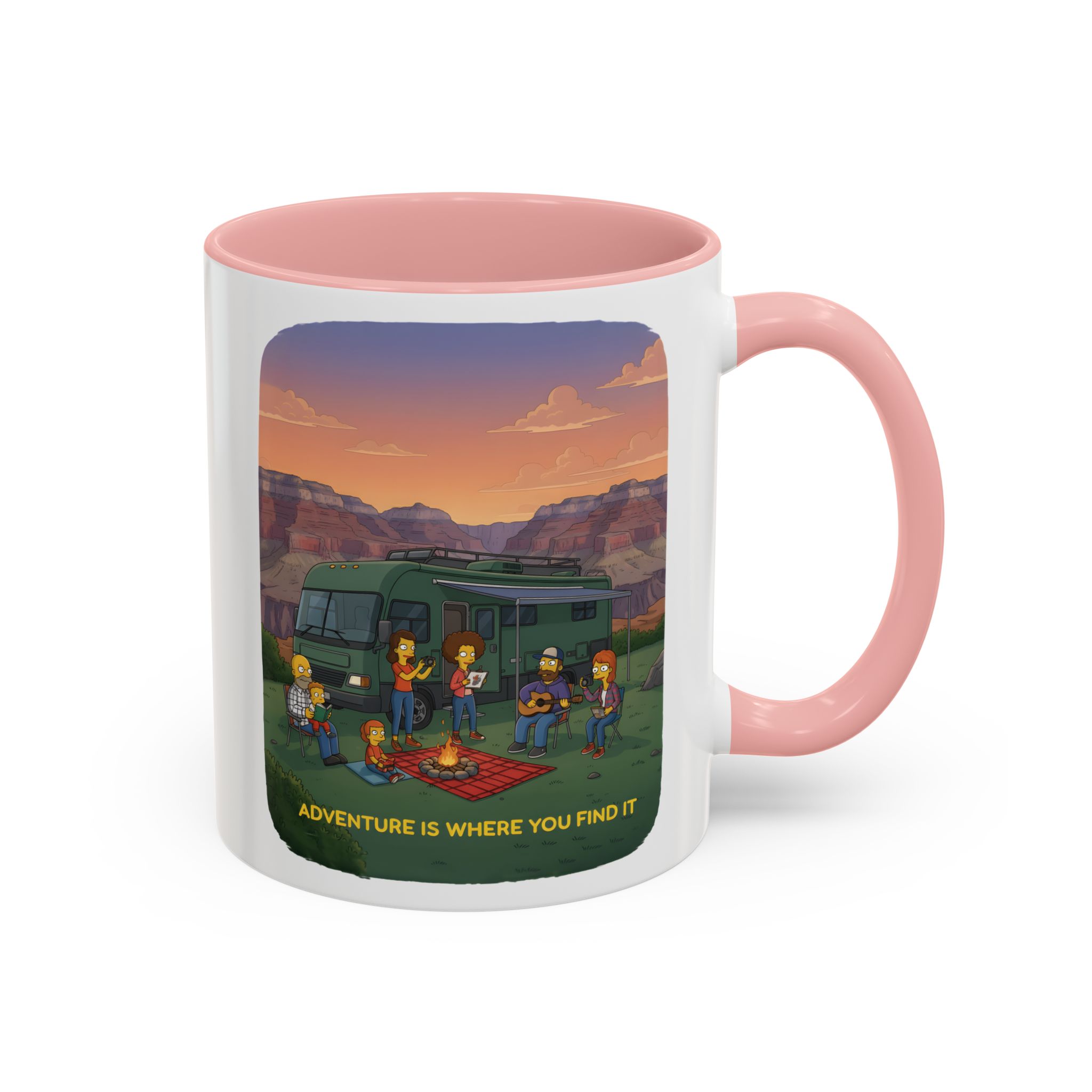 Accent Coffee Mug (11, 15oz) — "Adventure Is Where You Find It" Design Sitcom-Line