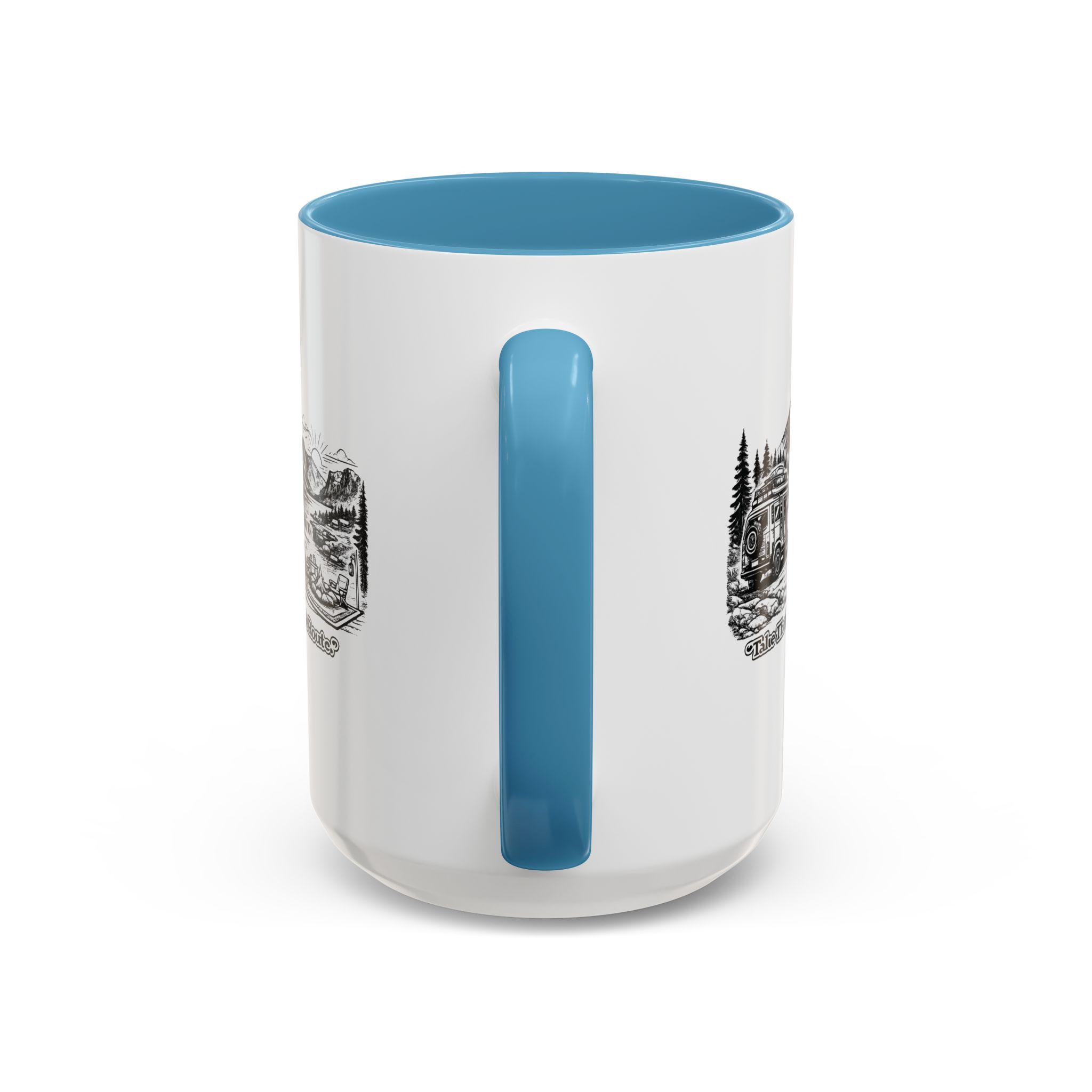 Accent Coffee Mug (11, 15oz) — "Take The Scenic Route" Design Minimal-Line