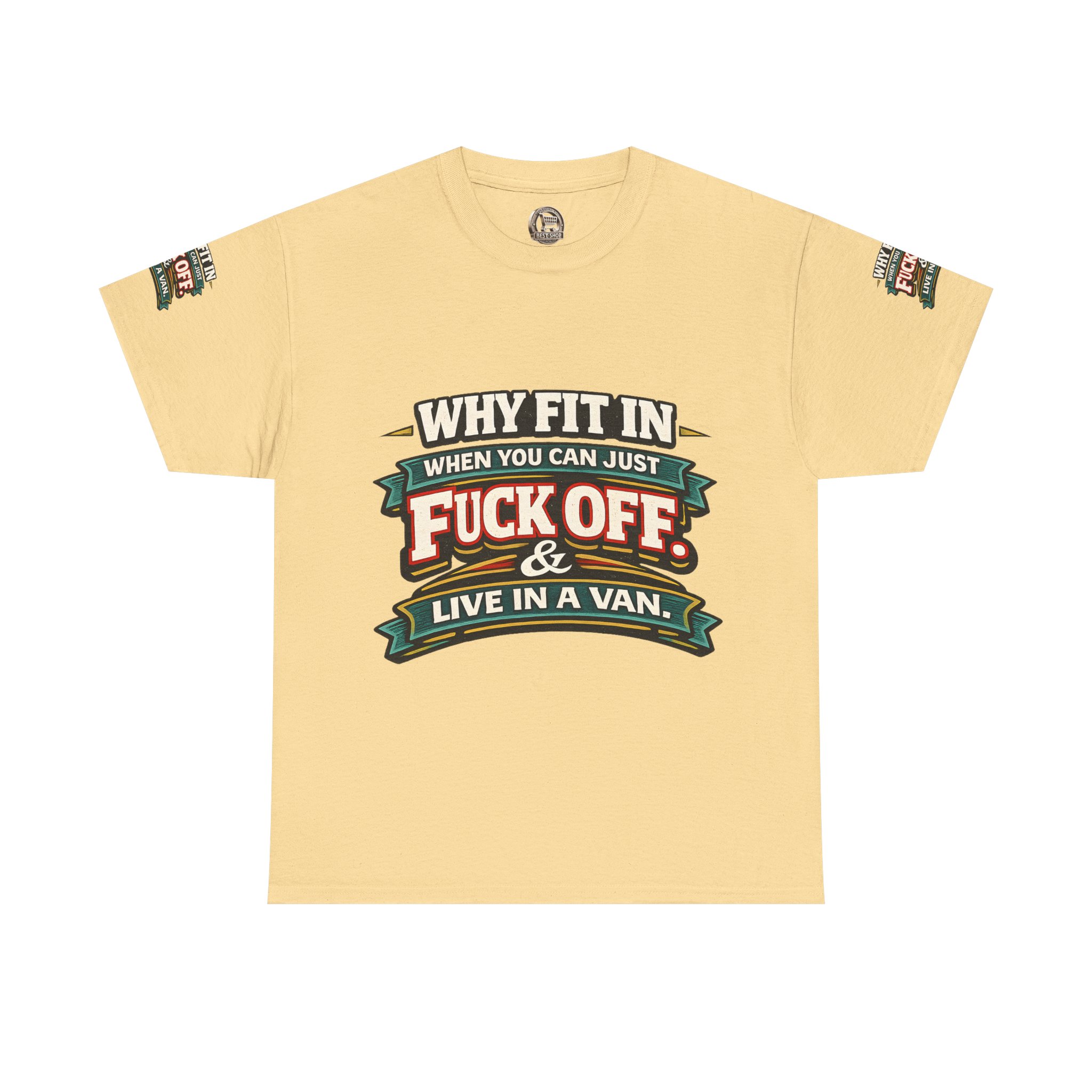 Unisex Heavy Cotton Tee — "Why Fit In" Design F**K-Line