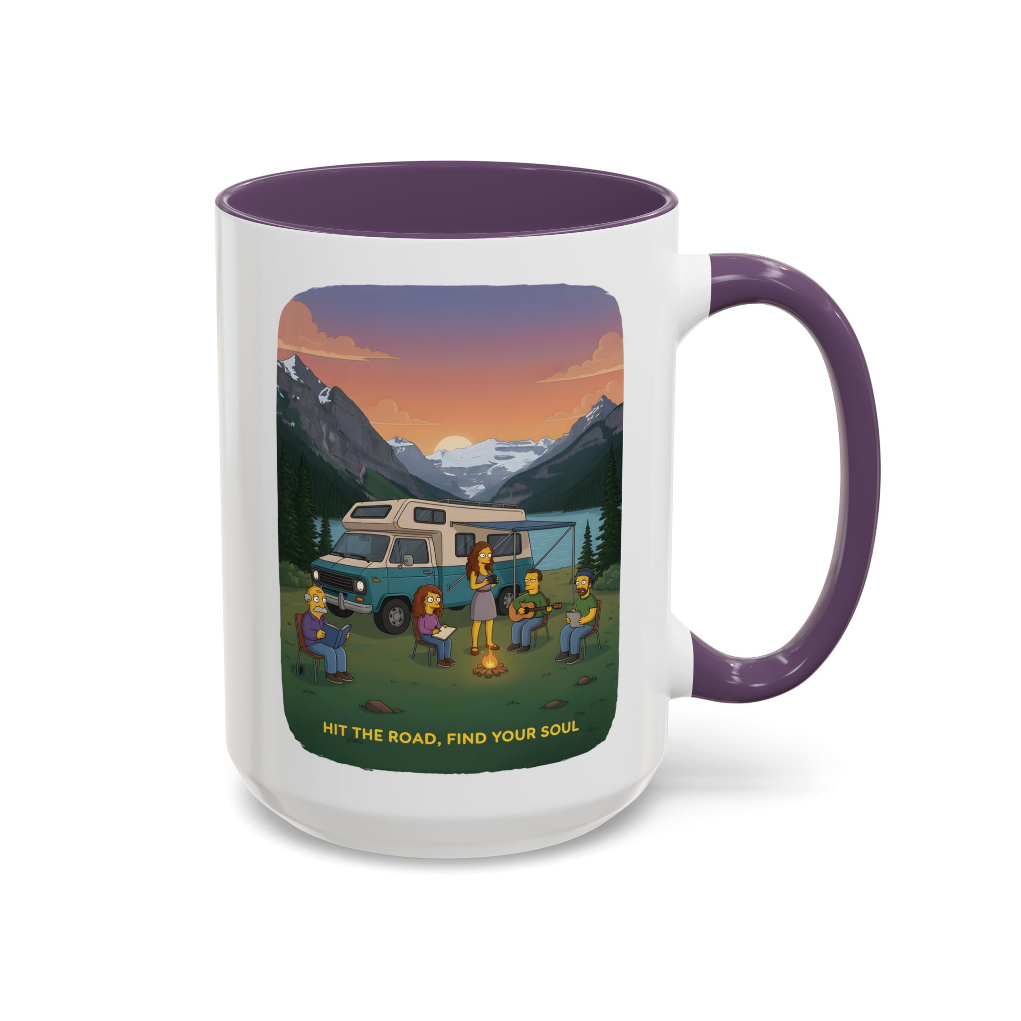 Accent Coffee Mug (11, 15oz) — "Hit The Road-Find Your Soul" Design Sitcom-Line
