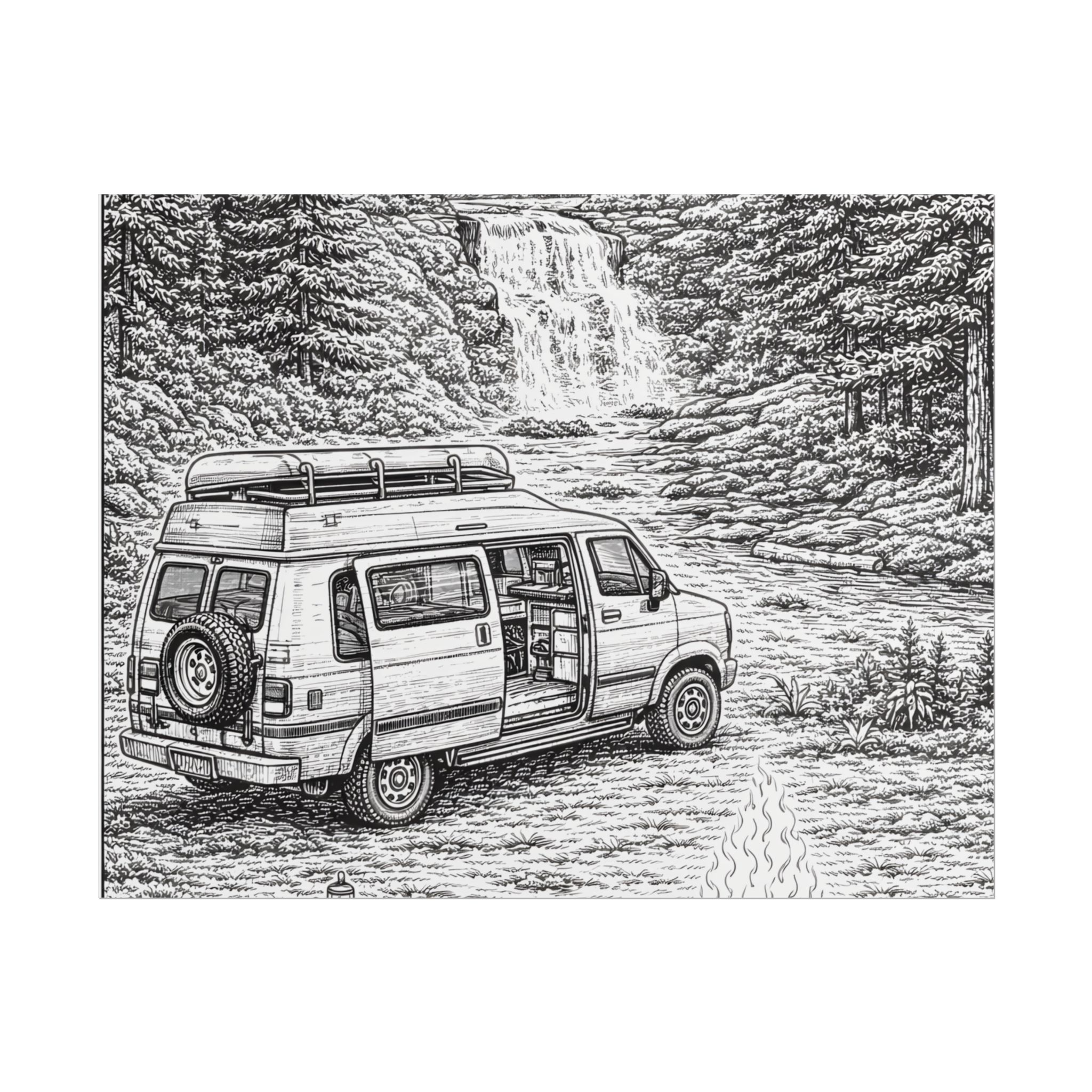 Campervan Poster — Vintage RV Camping Landscape Wall Art