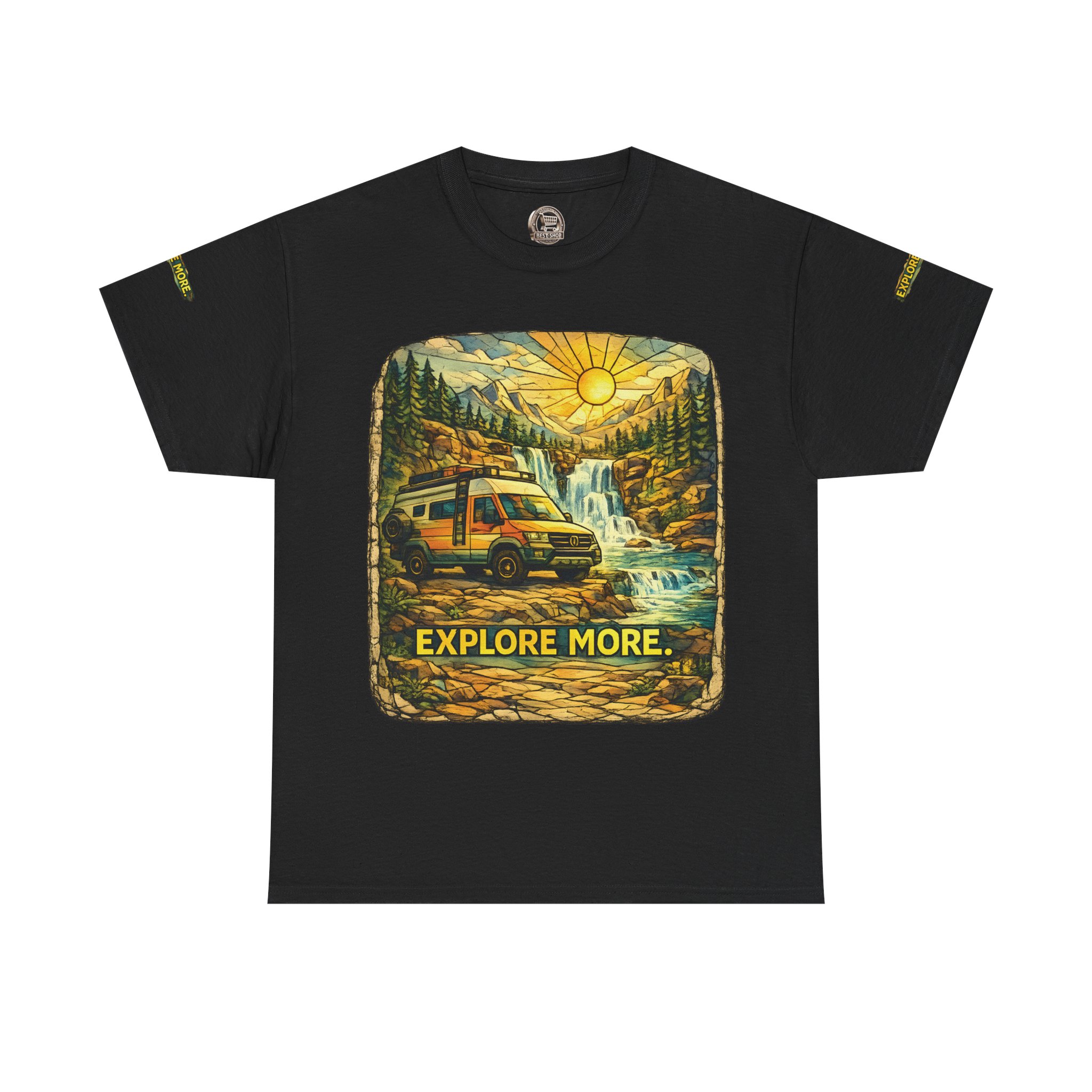 Unisex Heavy Cotton Tee — "Explore More" Design Cubic-Line