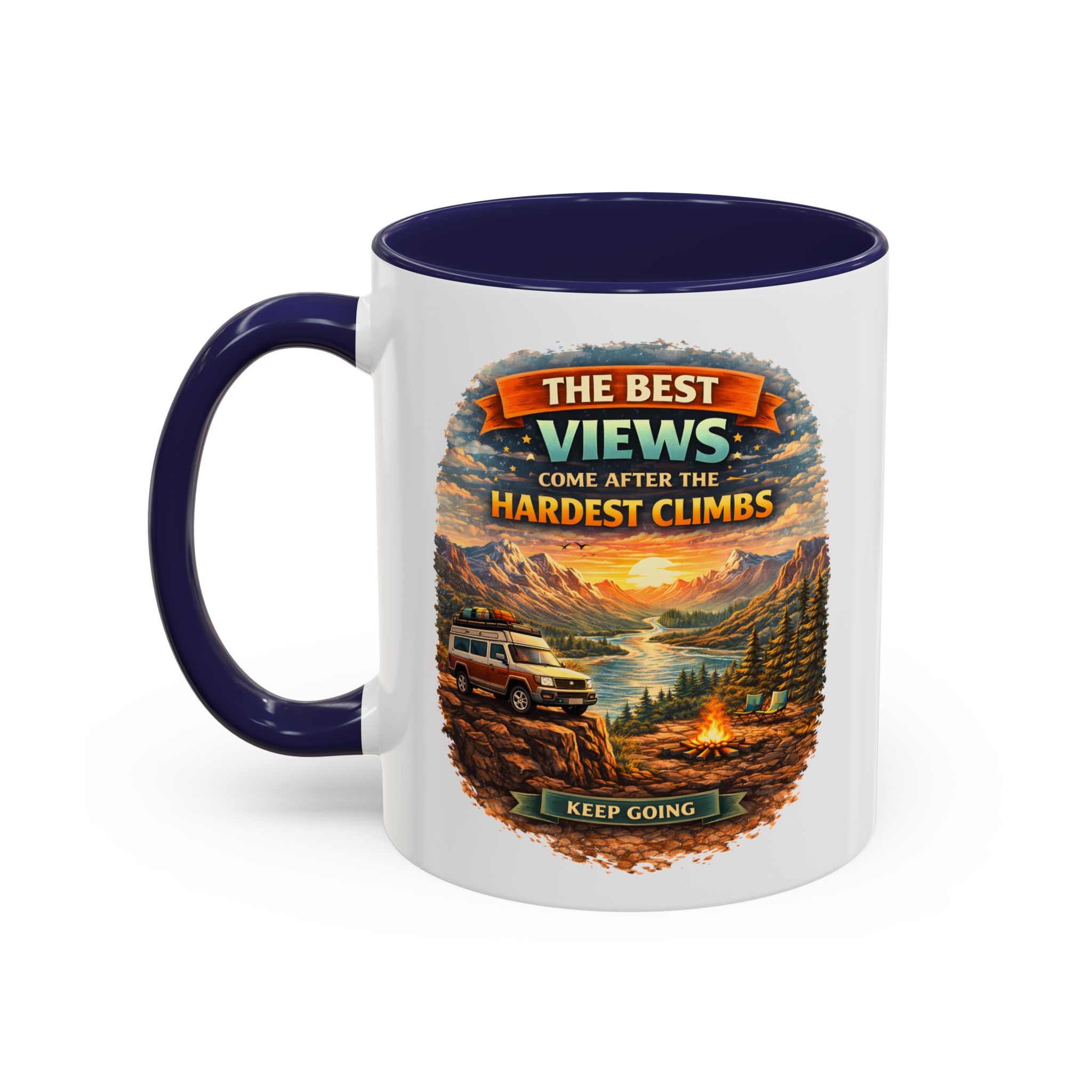 Accent Coffee Mug (11, 15oz) — "The Best Views" Design Scenic-Line