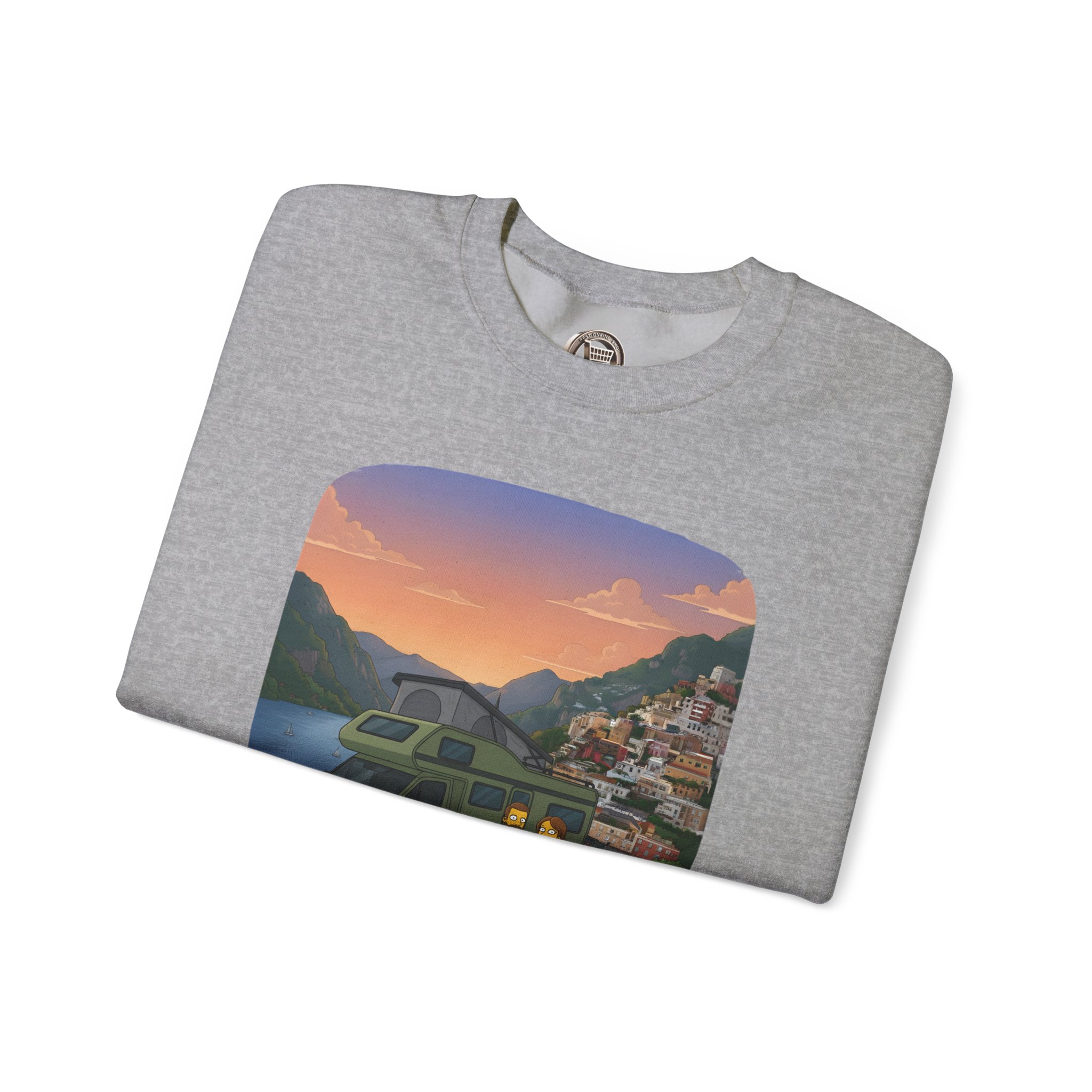 Unisex Heavy Blend™ Crewneck Sweatshirt — "Mountain Air And Alpine Adventure"" Design Sitcom-Line