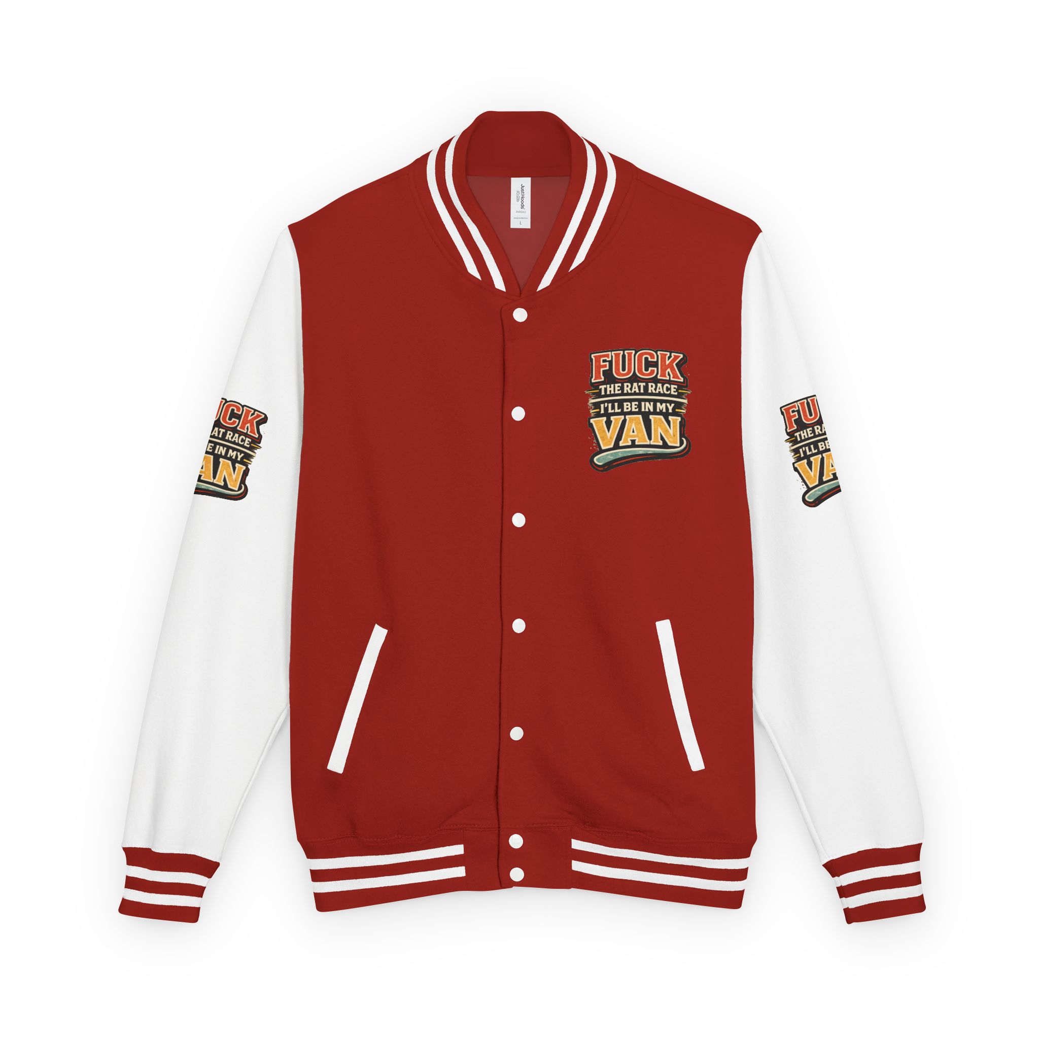 Unisex Heavyweight Letterman Jacket — "Fuck The Rat Race" Design F**K-Line