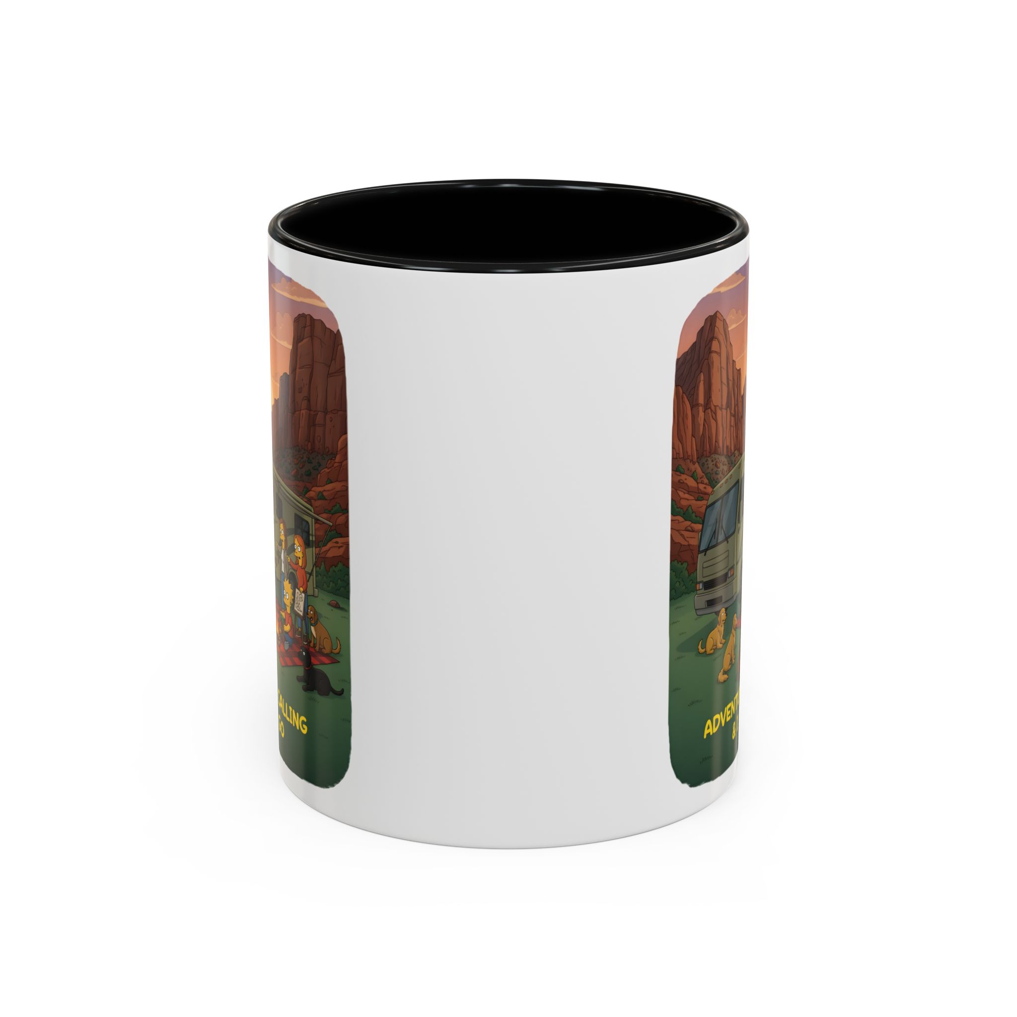Accent Coffee Mug (11, 15oz) — "Adventure Is Calling-I Must Go" Design Sitcom-Line
