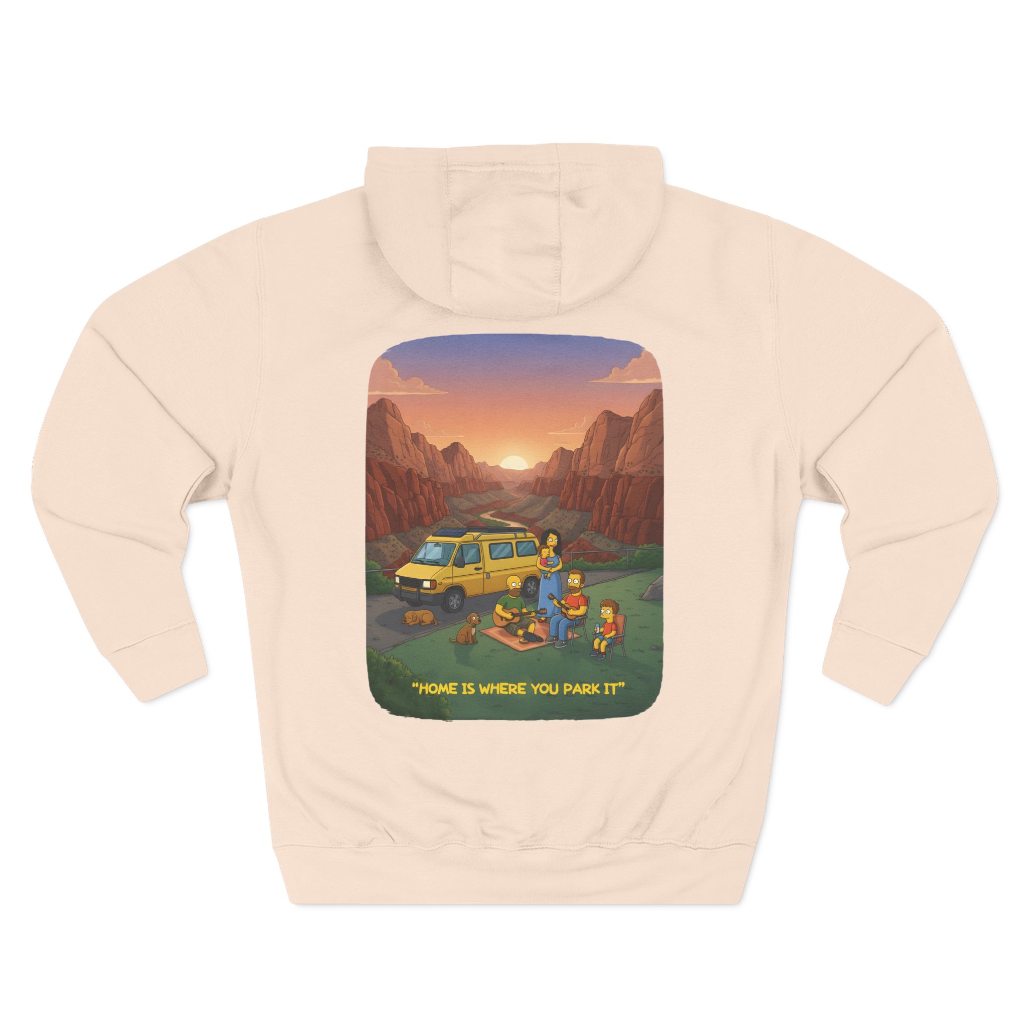Three-Panel Fleece Hoodie - "Home Is Where You Park It" Design Sitcom-Line