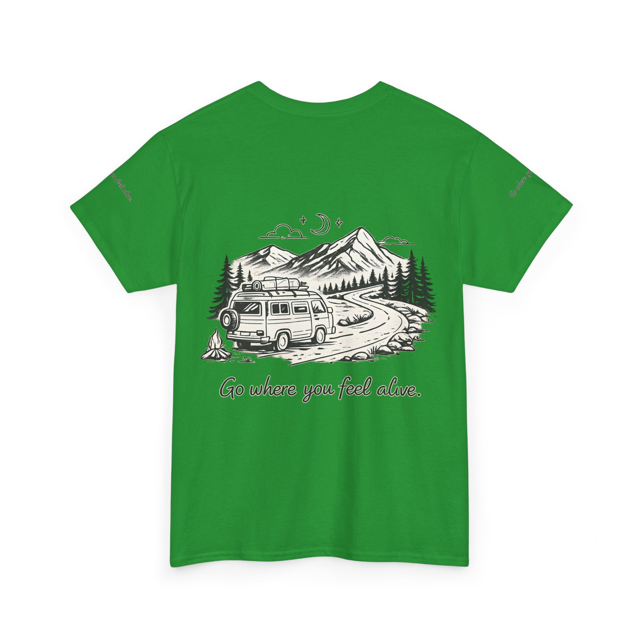 Unisex Heavy Cotton Tee — "Go Where You Feel Alive" Design Minimal-Line