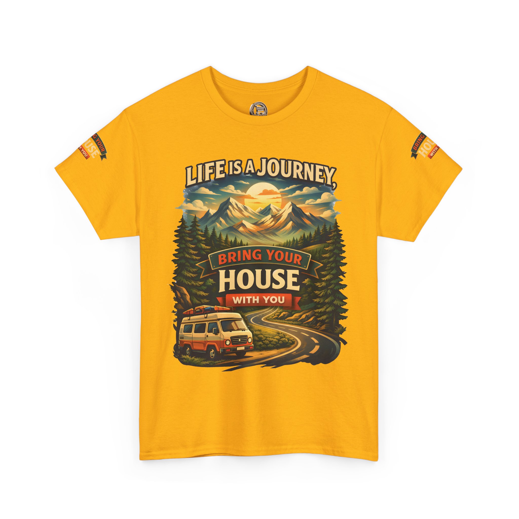 5471648667675870103_2048.jpeg Unisex Heavy Cotton Tee — "Live Is A Journey-Bring Your House With You" Design Scenic-Line