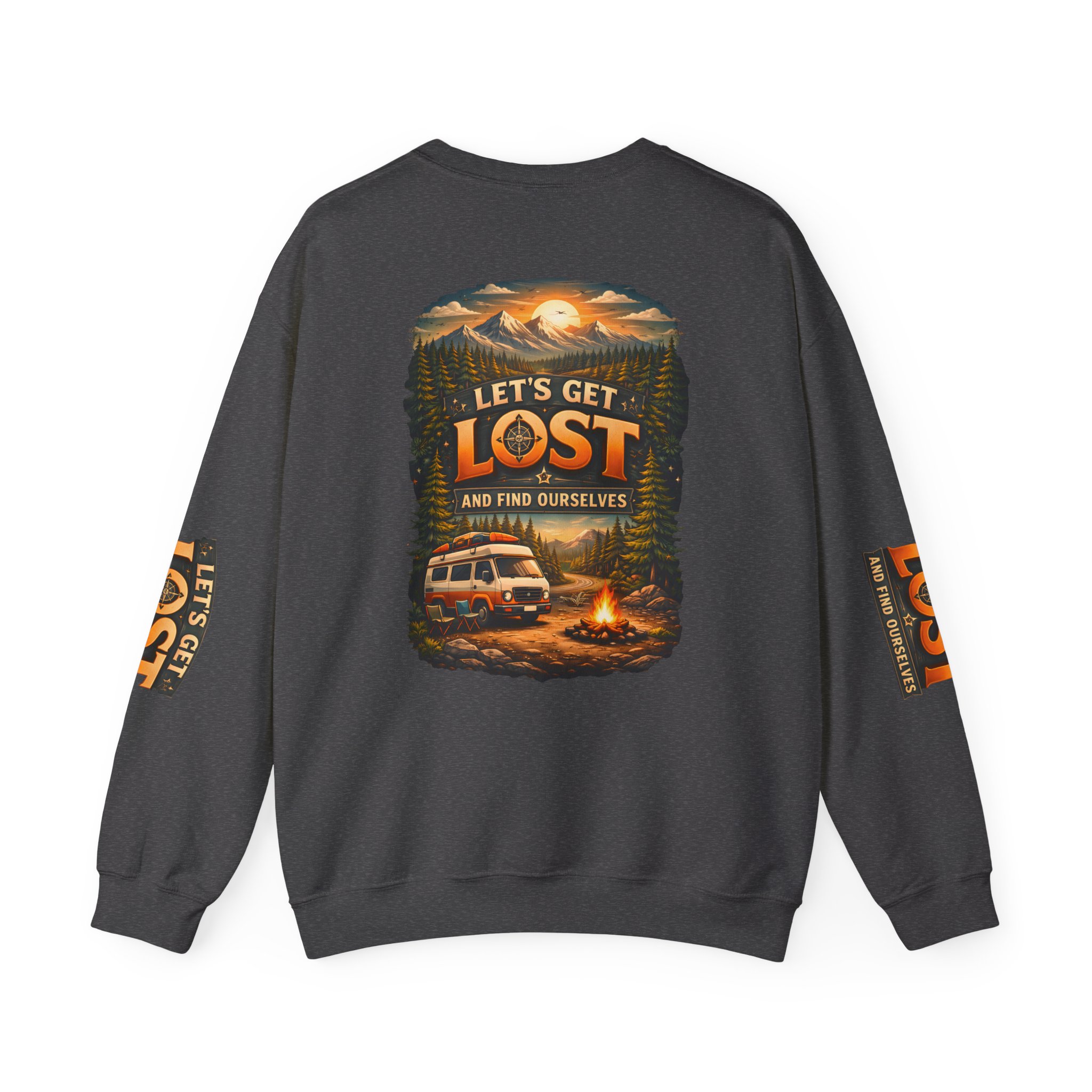 Unisex Heavy Blend™ Crewneck Sweatshirt — "Let´s Get Lost And Found Ourselfs" Design Scenic-Line