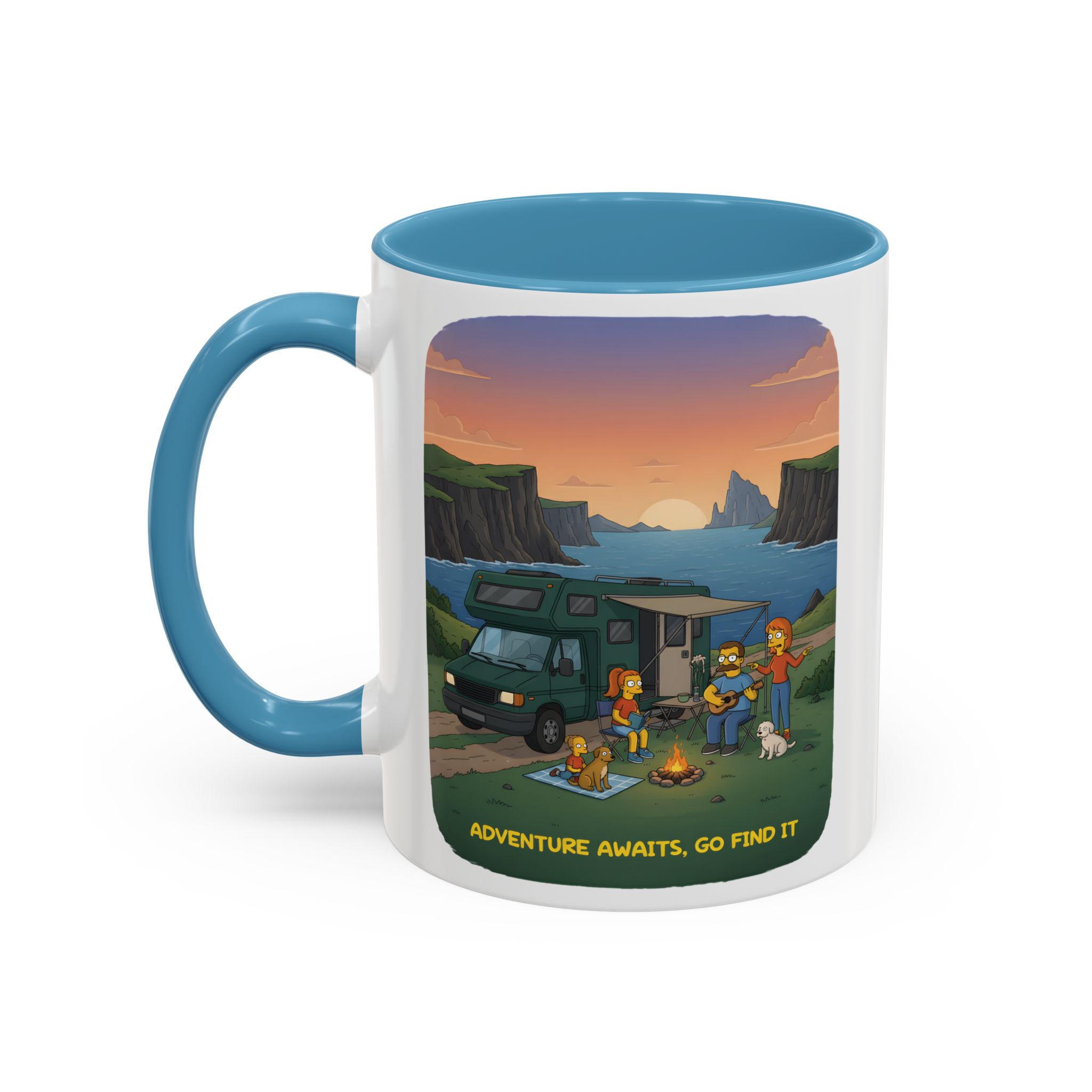 Accent Coffee Mug (11, 15oz) — "Adventure Awaits-Go Find It"" Design Sitcom-Line