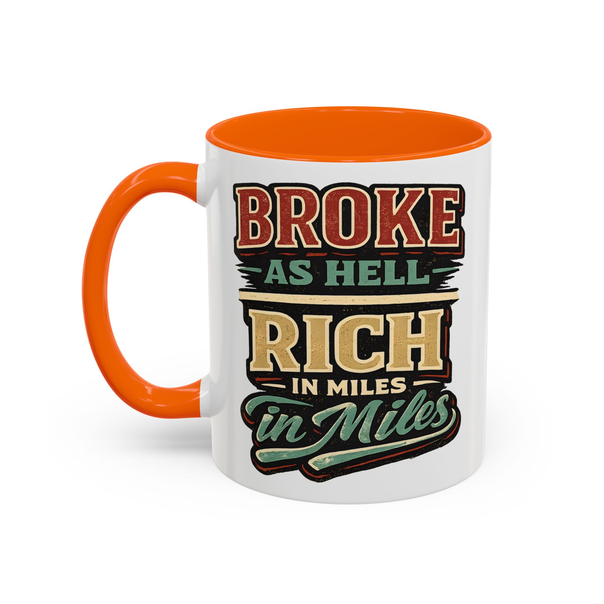 Accent Coffee Mug (11, 15oz) — "Broke As Hell" Design F**K-Line