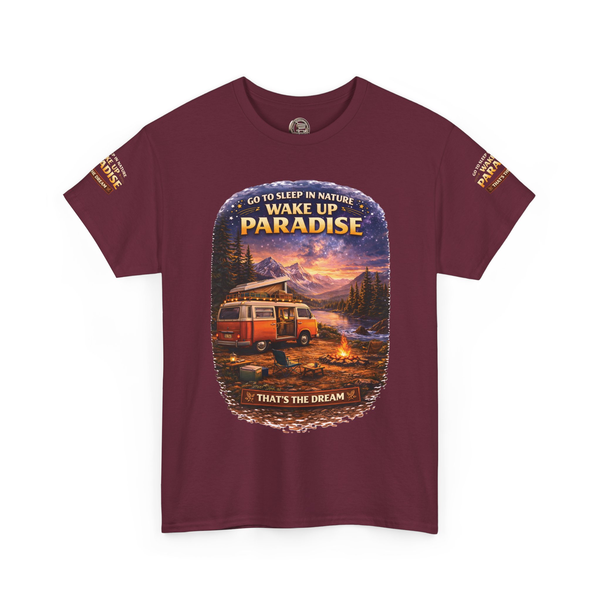 Unisex Heavy Cotton Tee — "Go To Sleep In Nature " Design Scenic-Line
