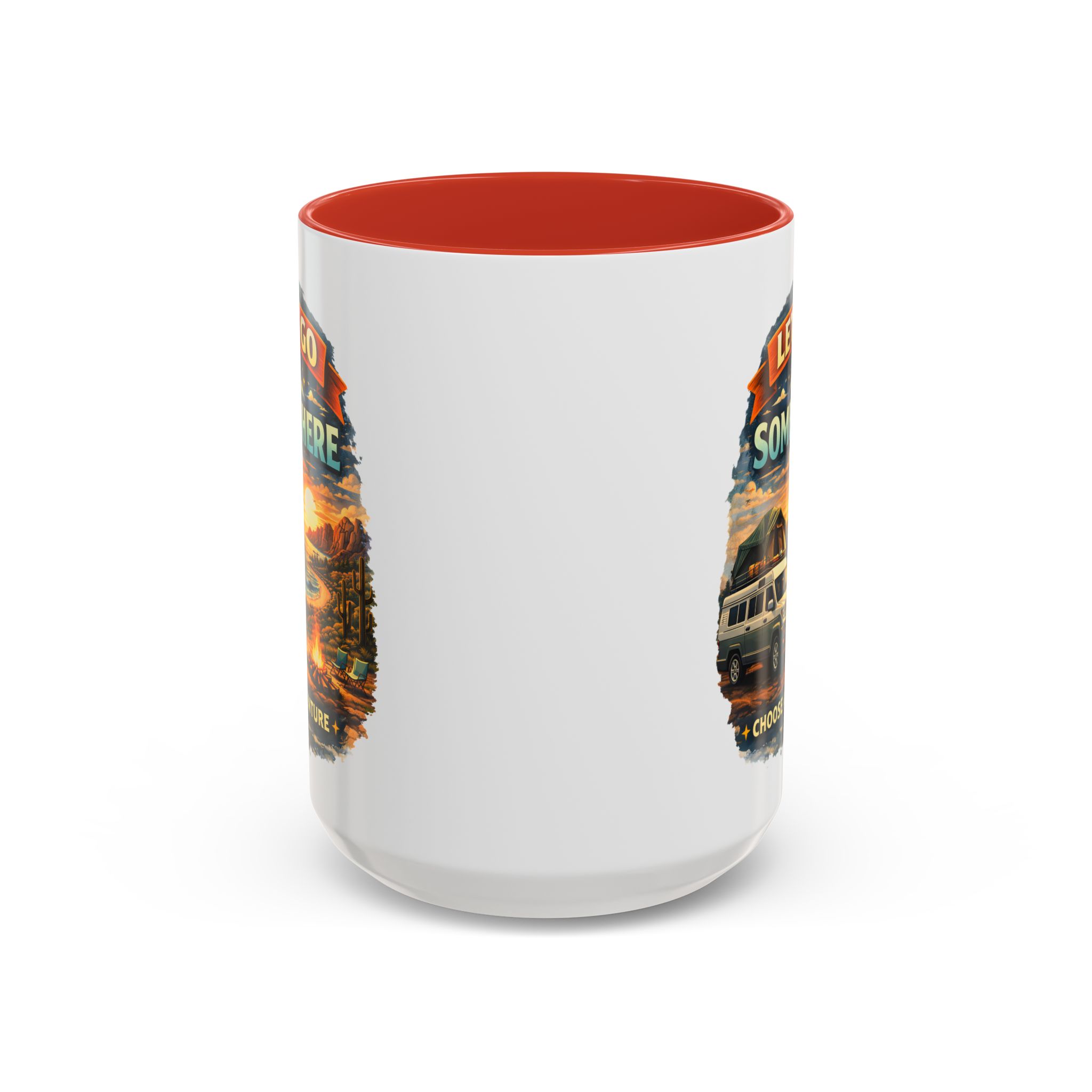 Accent Coffee Mug (11, 15oz) — "Lets Go Somewhere" Design Scenic-Line