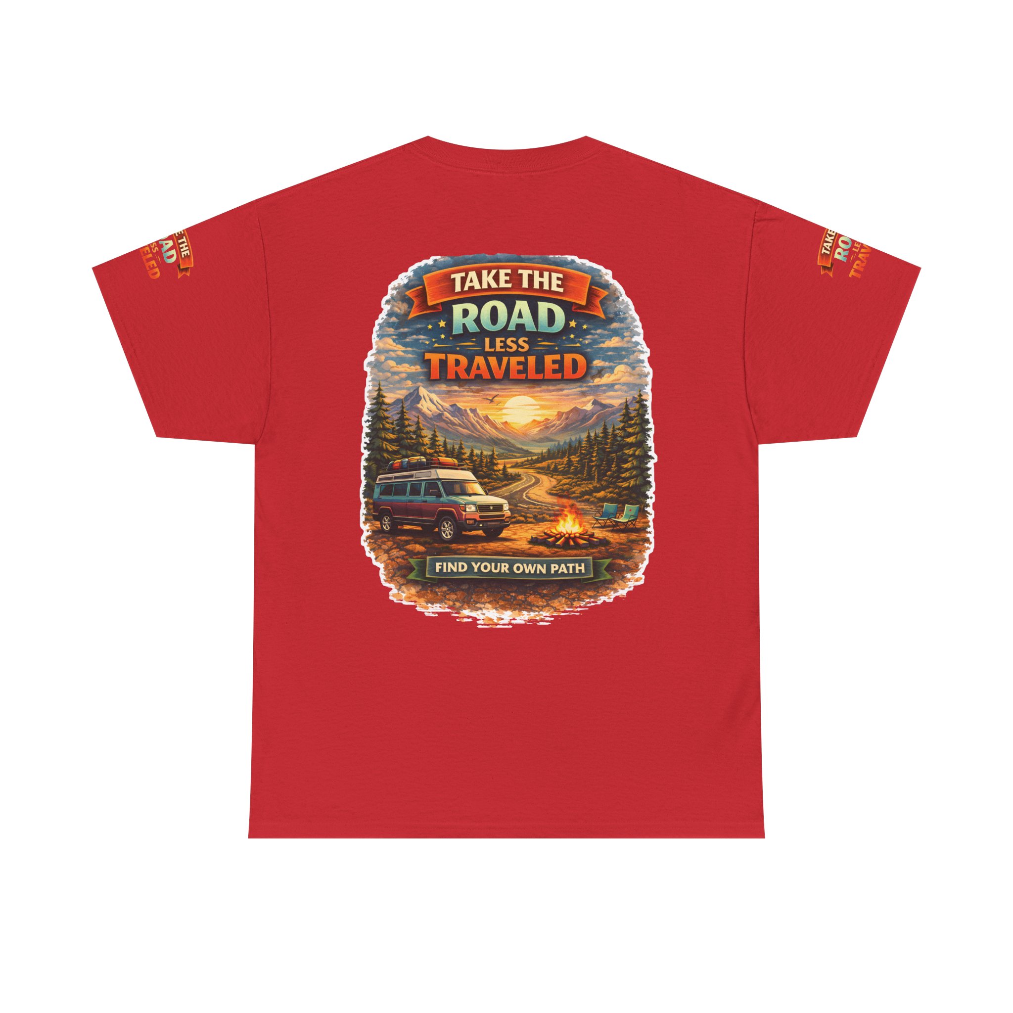 Unisex Heavy Cotton Tee — "Take The Road Less Traveled" Design Scenic-Line