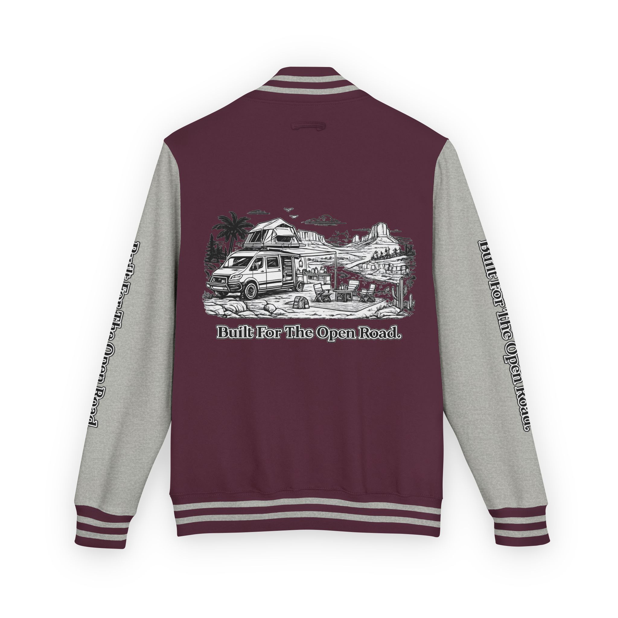Unisex Heavyweight Letterman Jacket — "Built For The Open Road" Travel Varsity Coat