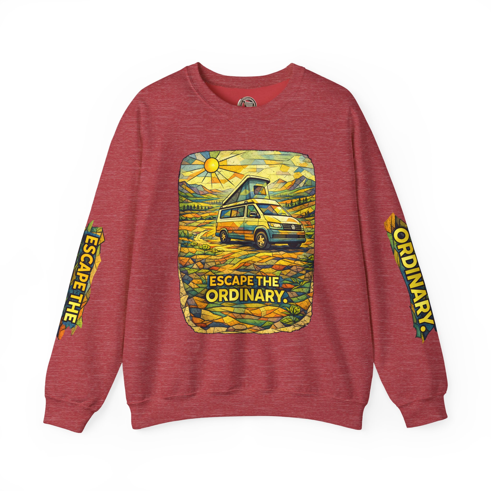 Unisex Heavy Blend™ Crewneck Sweatshirt — "Escape The Ordinary" Design Cubic-Line