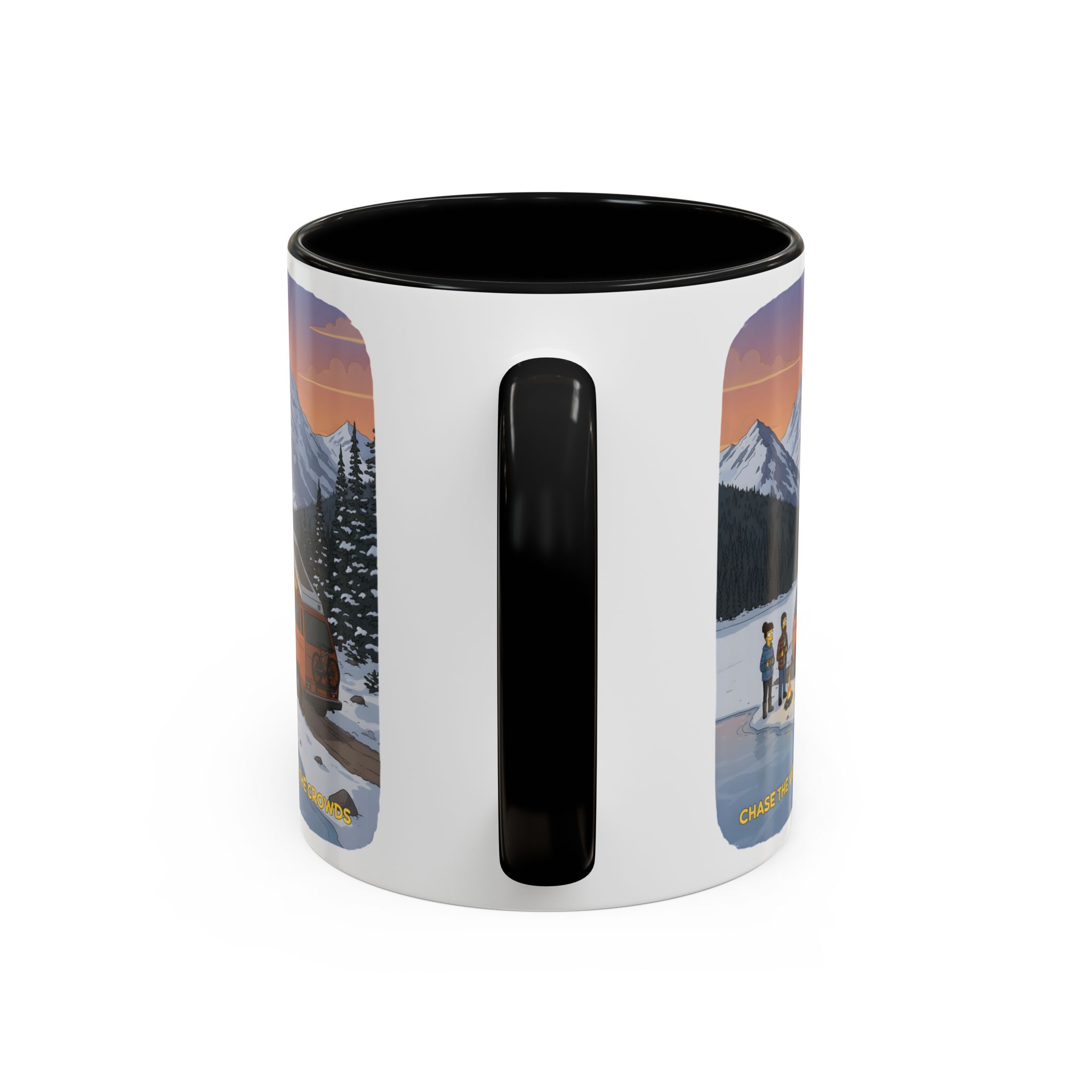 Accent Coffee Mug (11, 15oz) — "Chase The Views-Not The Crowds"" Design Sitcom-Line