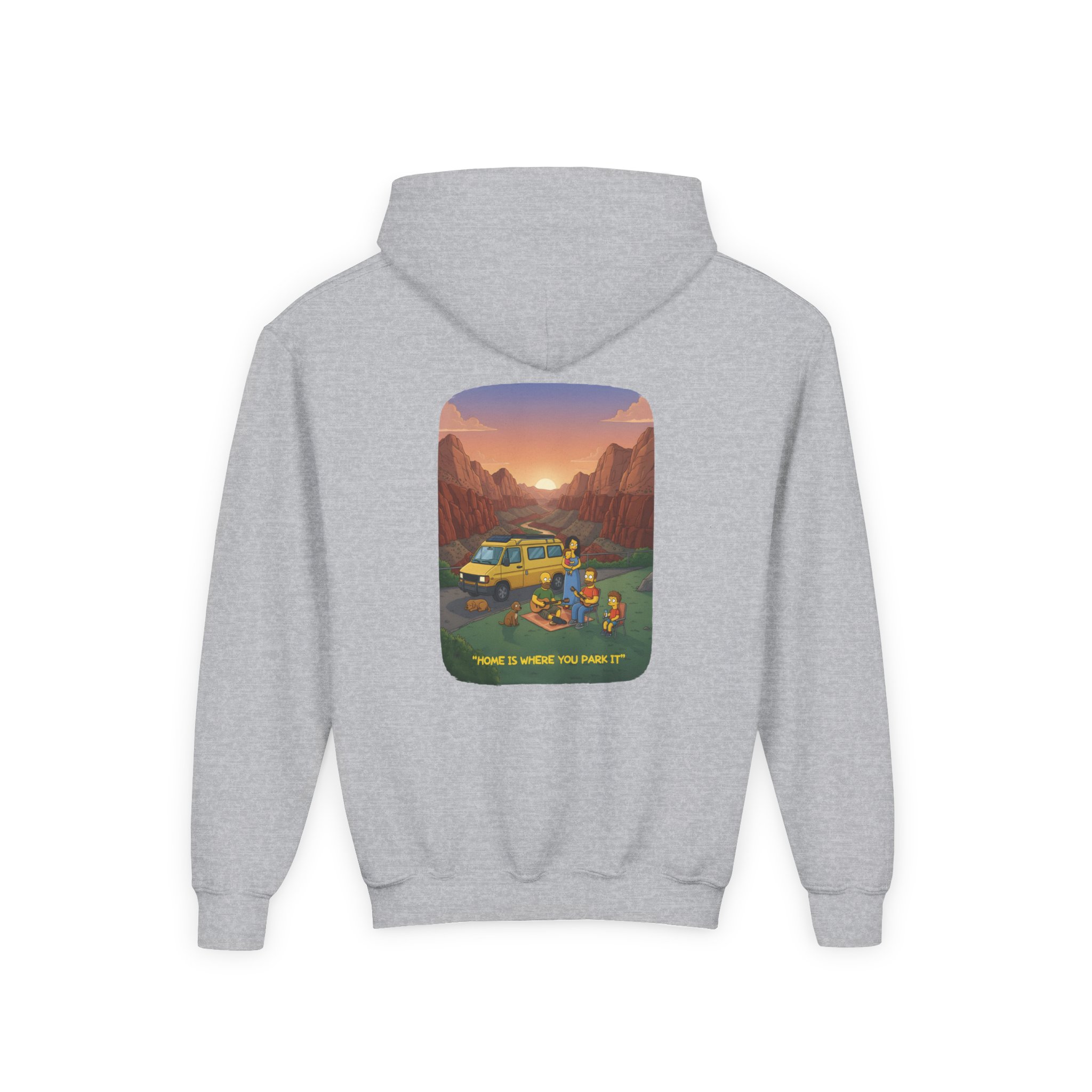 Youth Hoodie(Gildan) – "Home Is Where You Park It"" (Design Sitcom-Line)