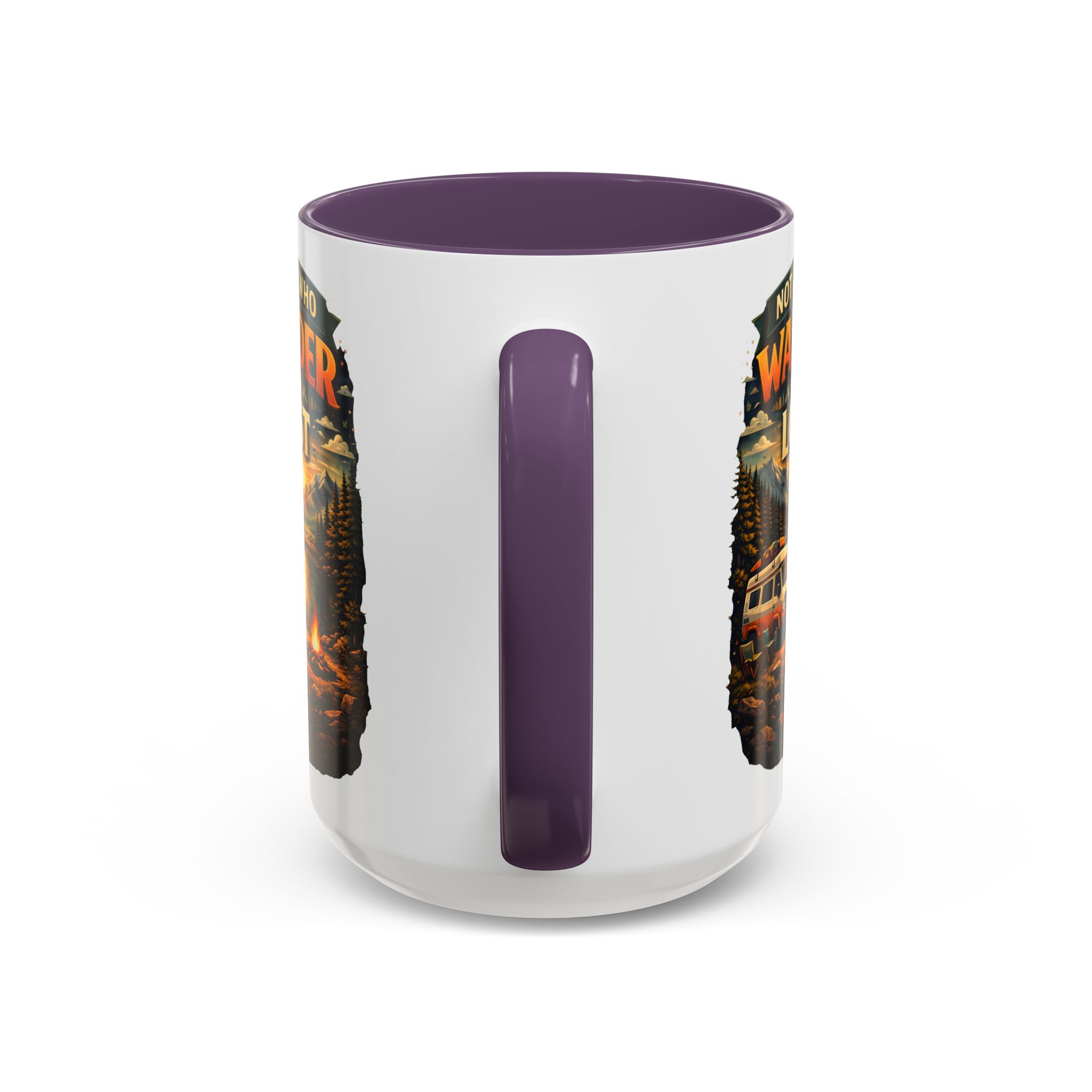 Accent Coffee Mug (11, 15oz) — "Not All Who Wander Are Lost" Design Scenic-Line