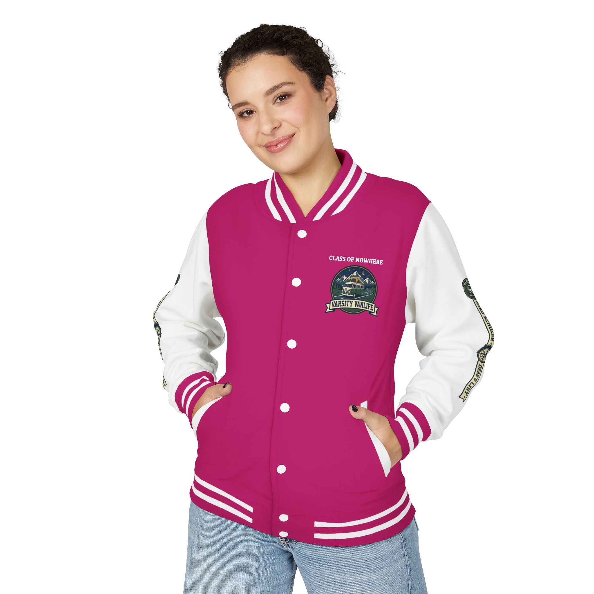 Unisex Heavyweight Letterman Jacket (Awdis) —"Adventure Academy" Road Trip Team Varsity Jacket