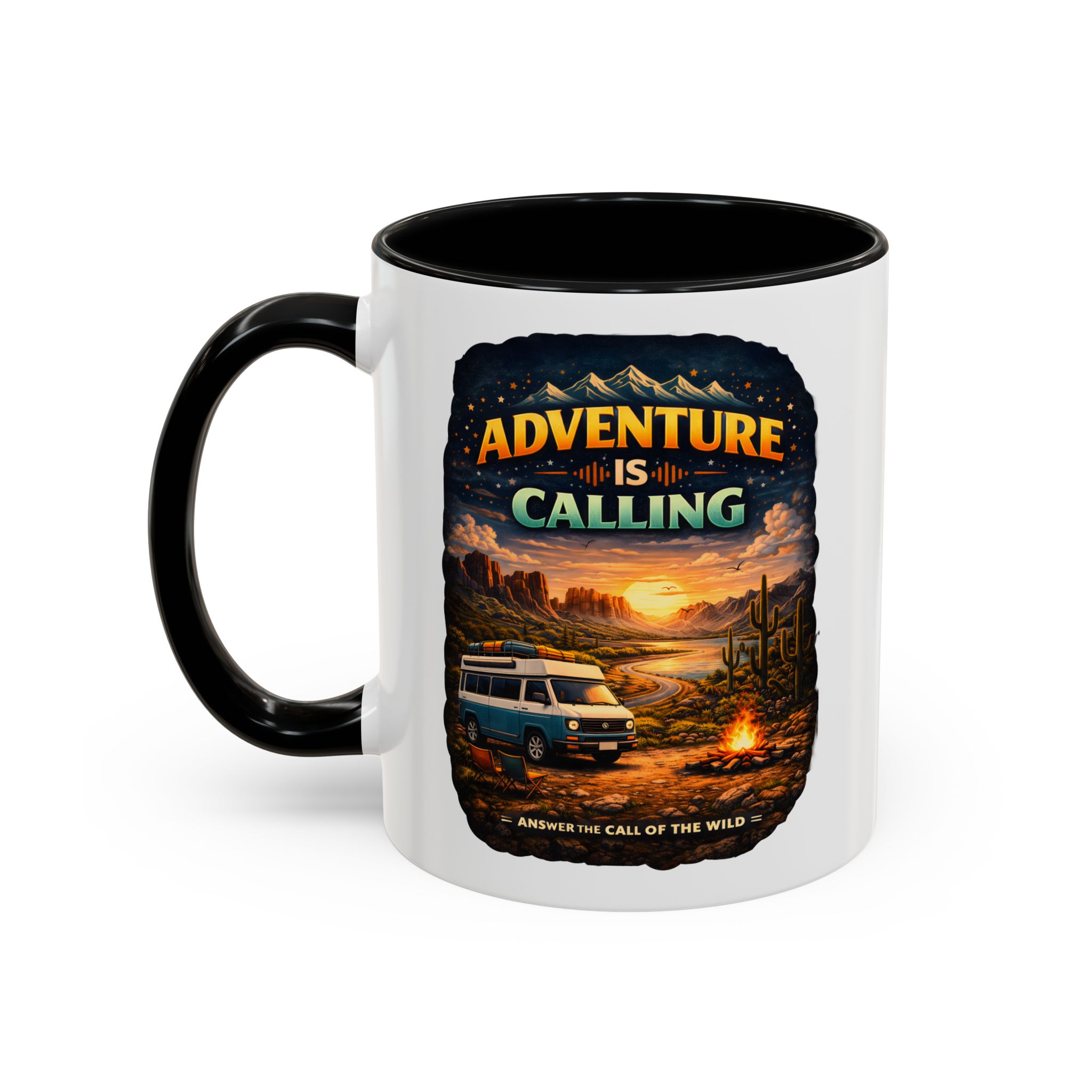Accent Coffee Mug (11, 15oz) — "Adventure Is Calling" Design Scenic-Line