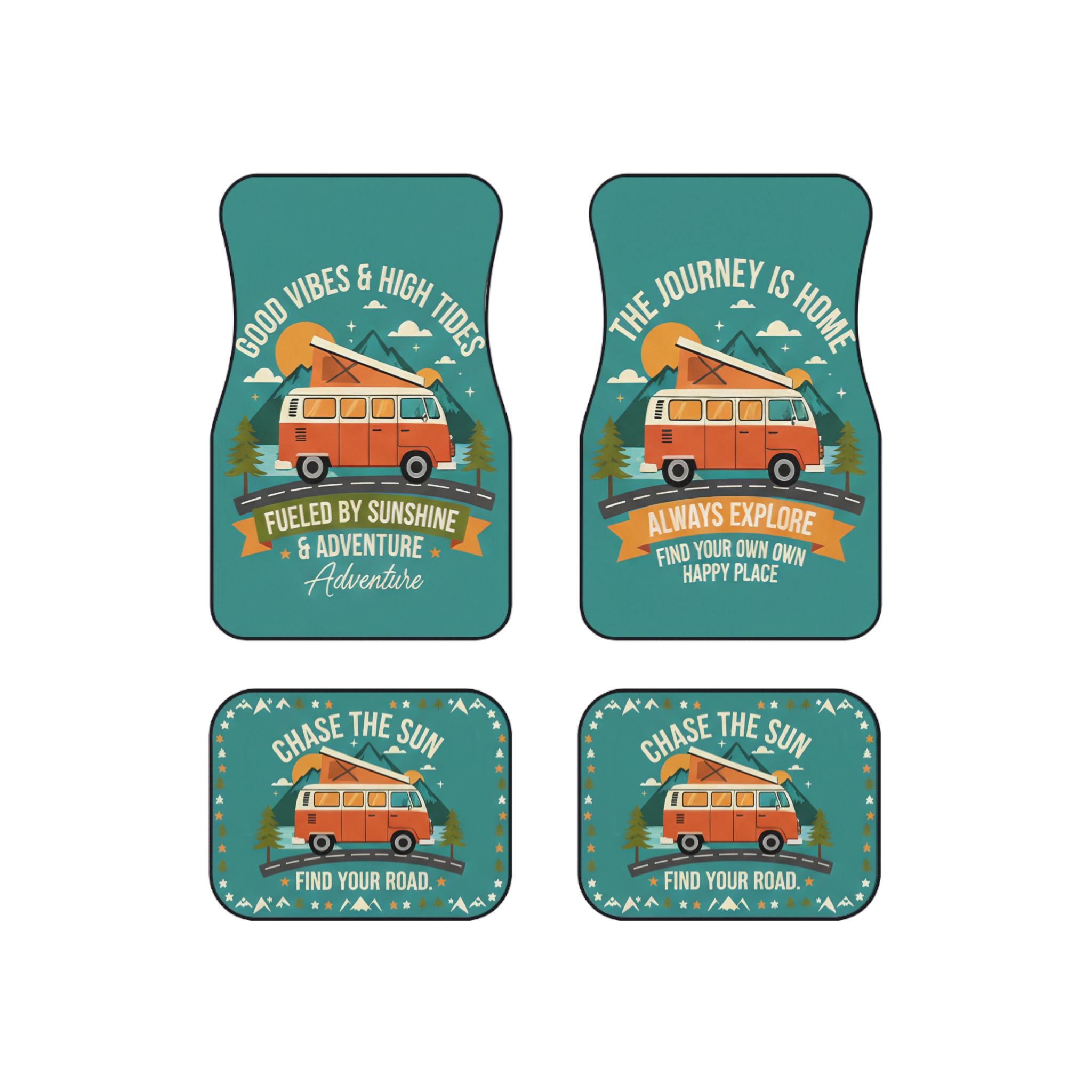 5508706674473340562_2048-1.jpeg Car Mats (Set of 4) — 'Good Vibes & High Tides' Scenic Van Floor Mats