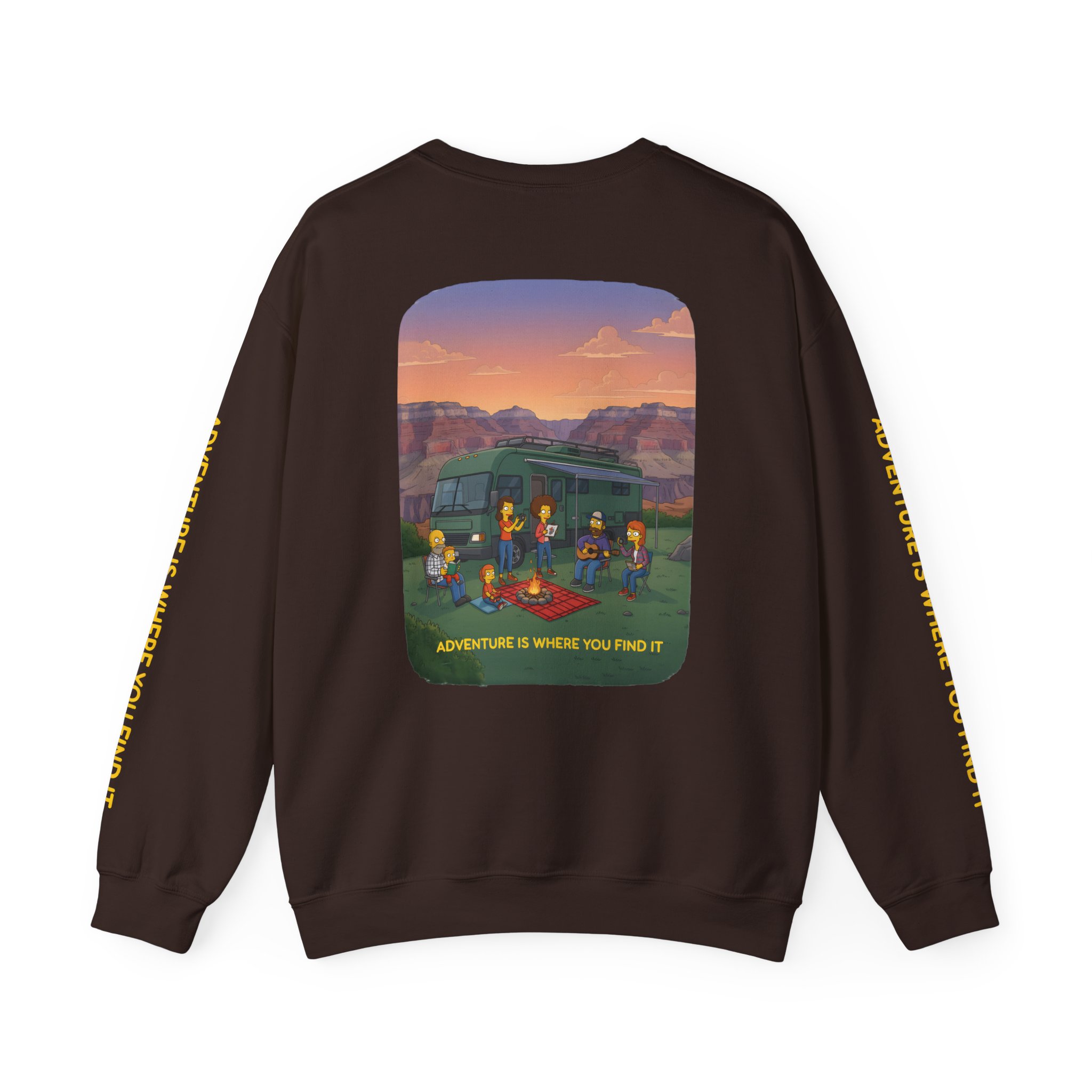 Unisex Heavy Blend™ Crewneck Sweatshirt — "Adventure Is Where You Find It" Design Sitcom-Line