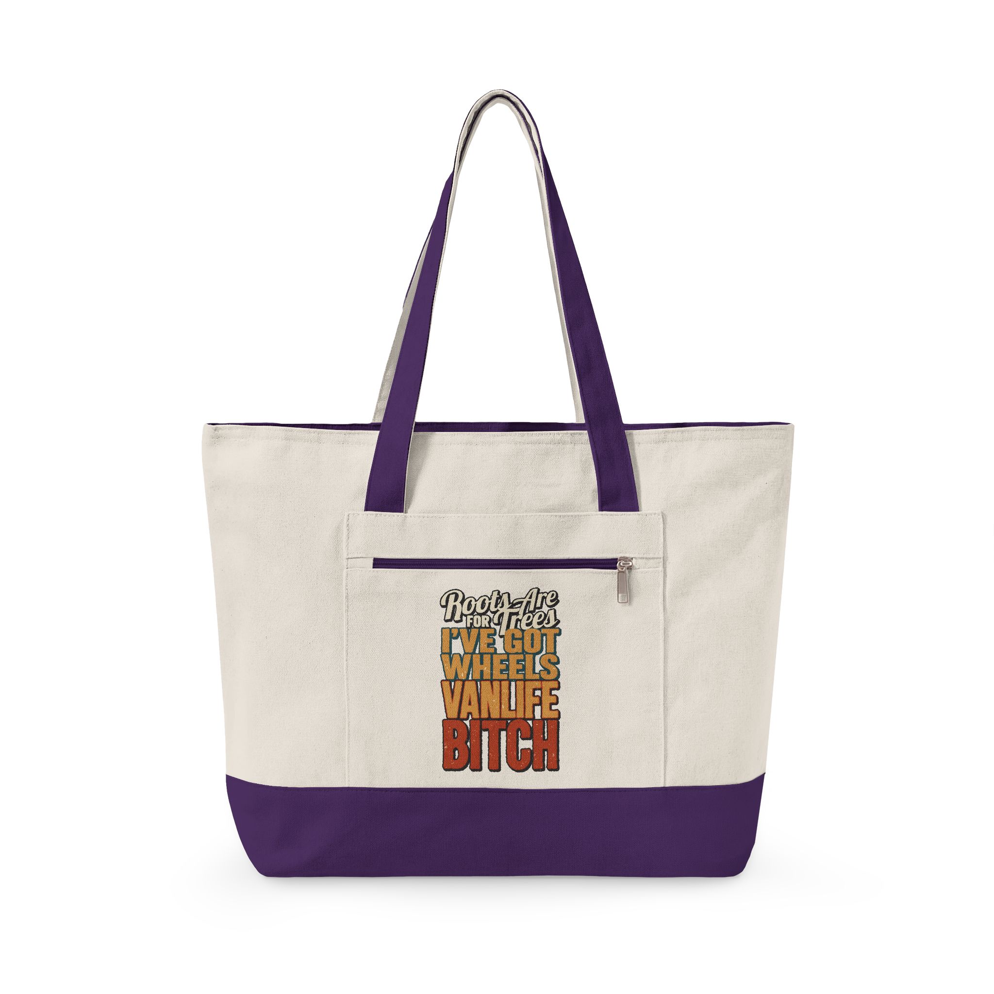 Zippered Canvas Tote — "Roots Are For Trees" (Design F**K-Line)