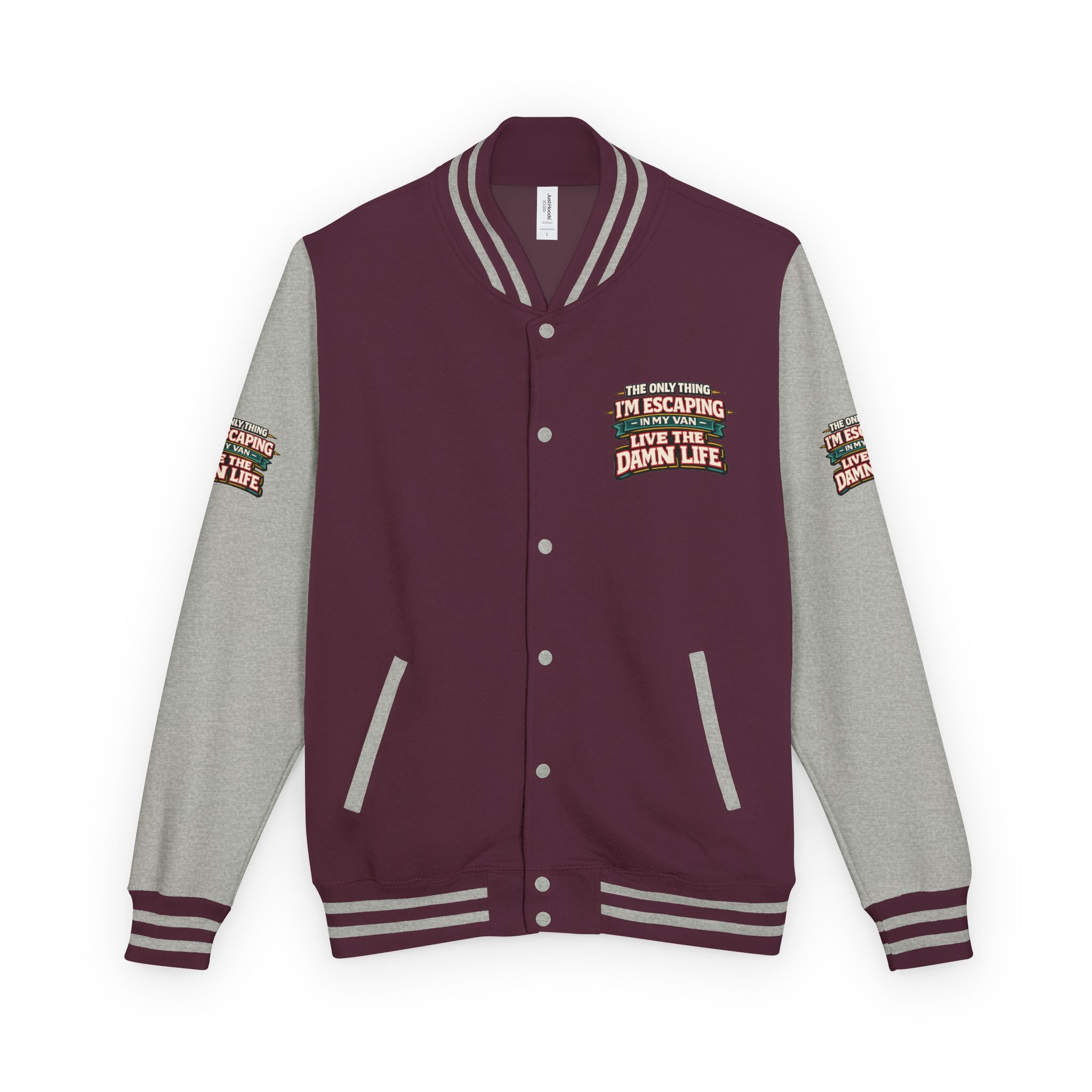 Unisex Heavyweight Letterman Jacket — "The Only Thing I´m Escaping" Design F**K-Line