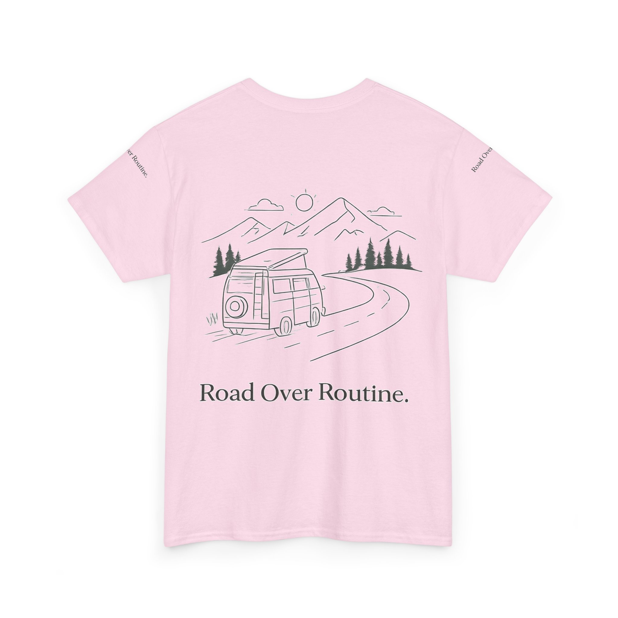 Unisex Heavy Cotton Tee — "Road Over Routine" Design Minimal-Line